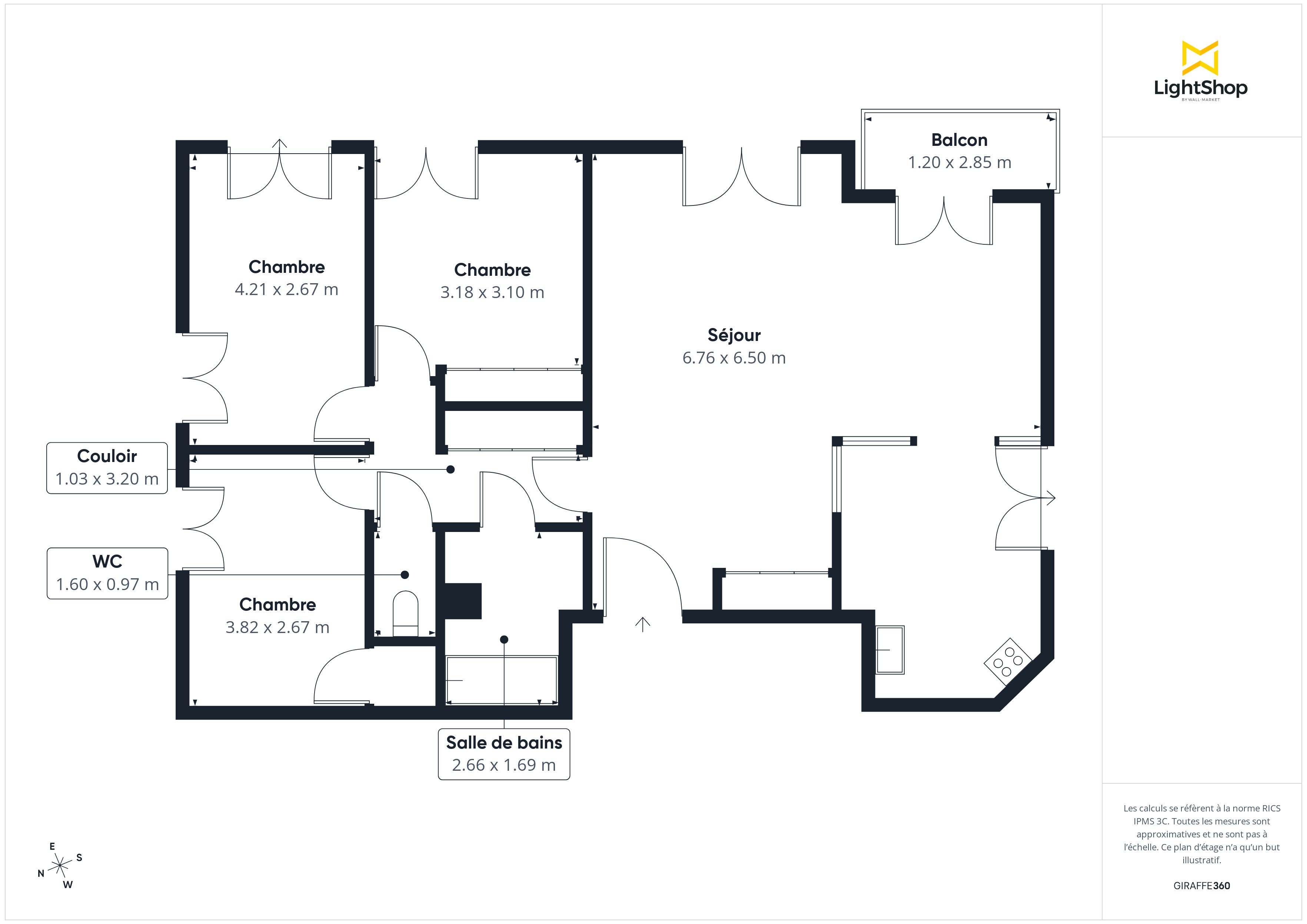 Plan 2D - Appartement 88.75 Lyon