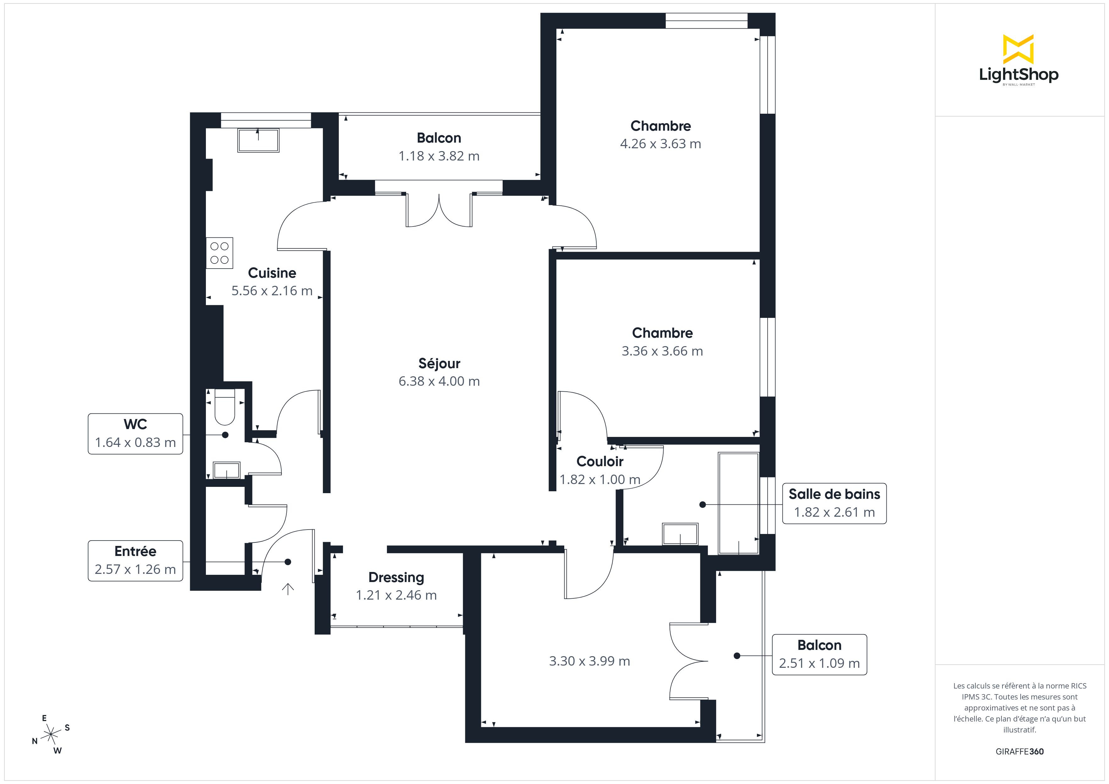 Plan 2D - Appartement 94.4 Bordeaux