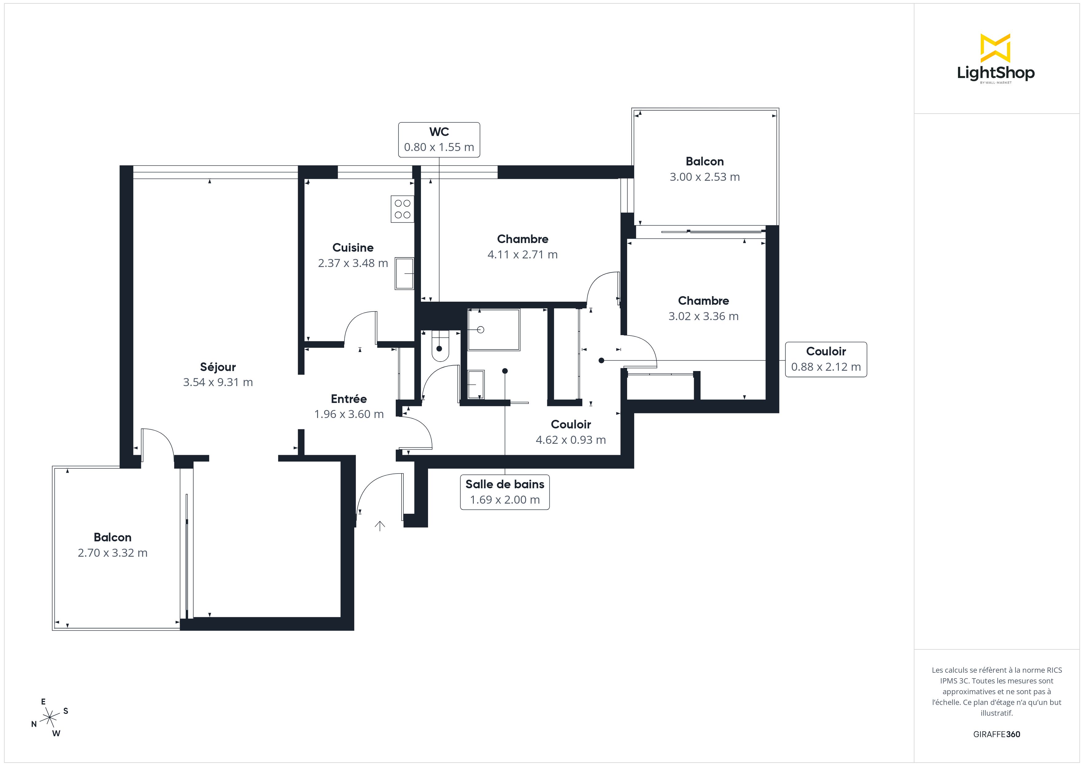 Plan 2D - Appartement 79.71 Mérignac