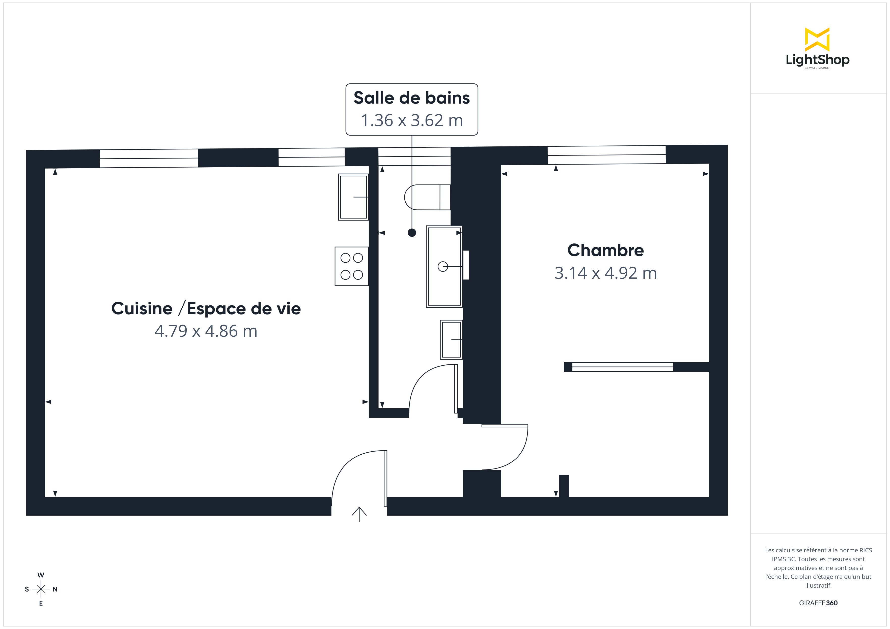 Plan 2D - Appartement 45.0 Boulogne-Billancourt