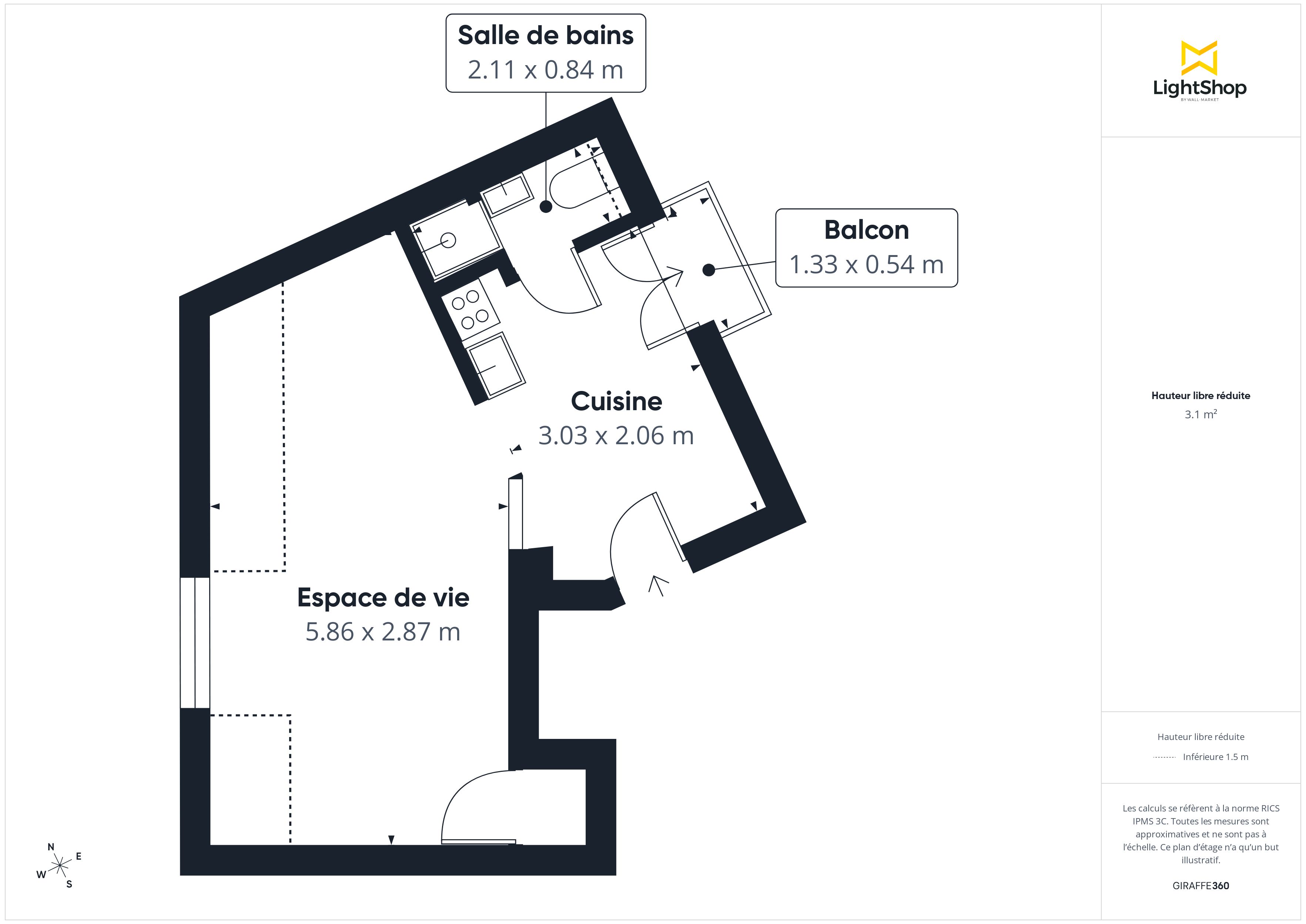 Plan 2D - Appartement 20.57 Paris