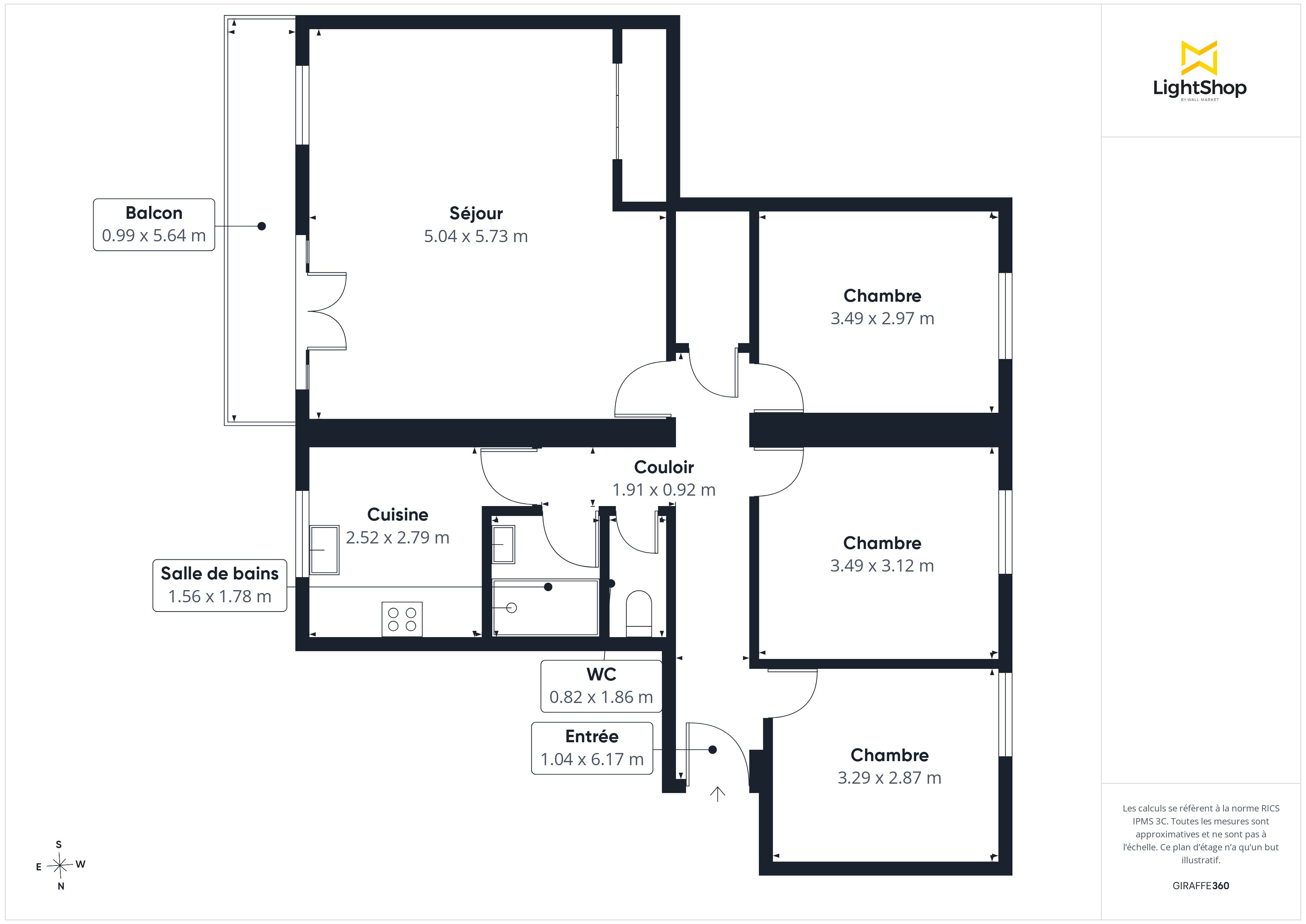 Plan 2D - Appartement 80.0 Bordeaux