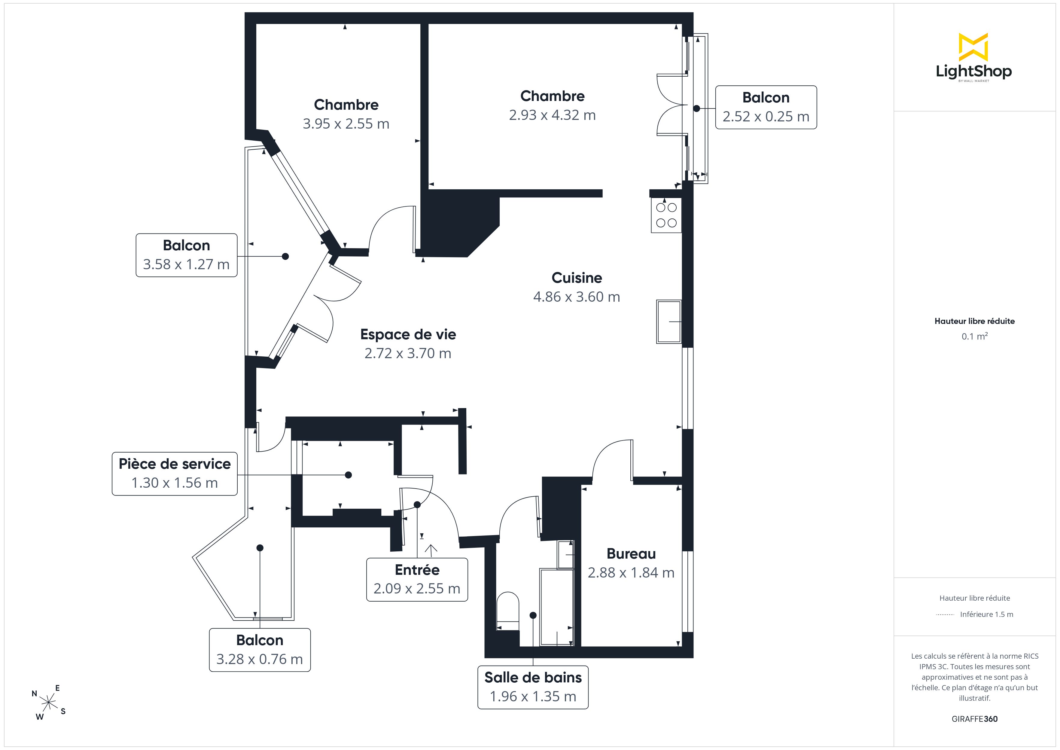 Plan 2D - Appartement 63.4 Vanves