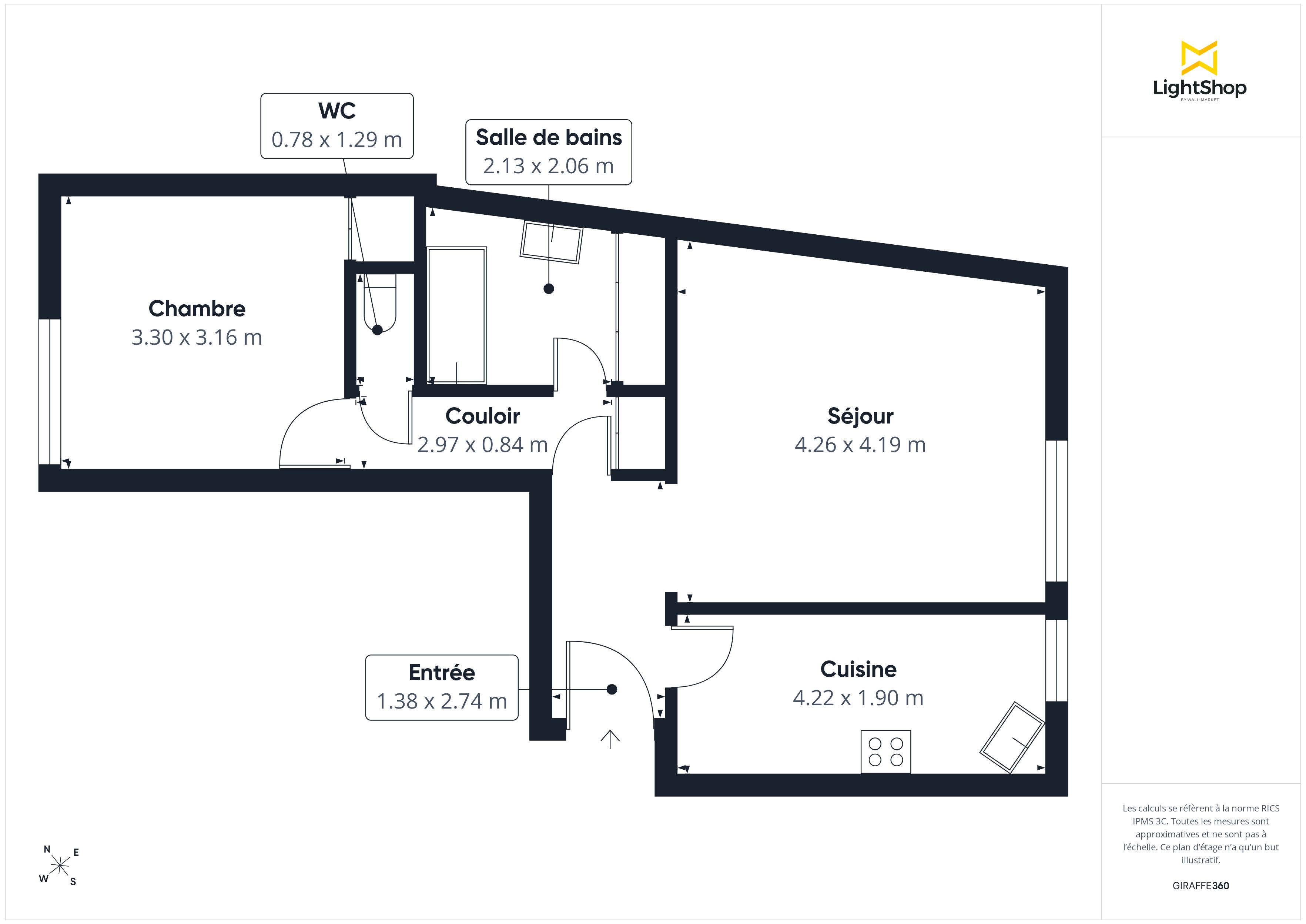 Plan 2D - Appartement 48.0 Paris