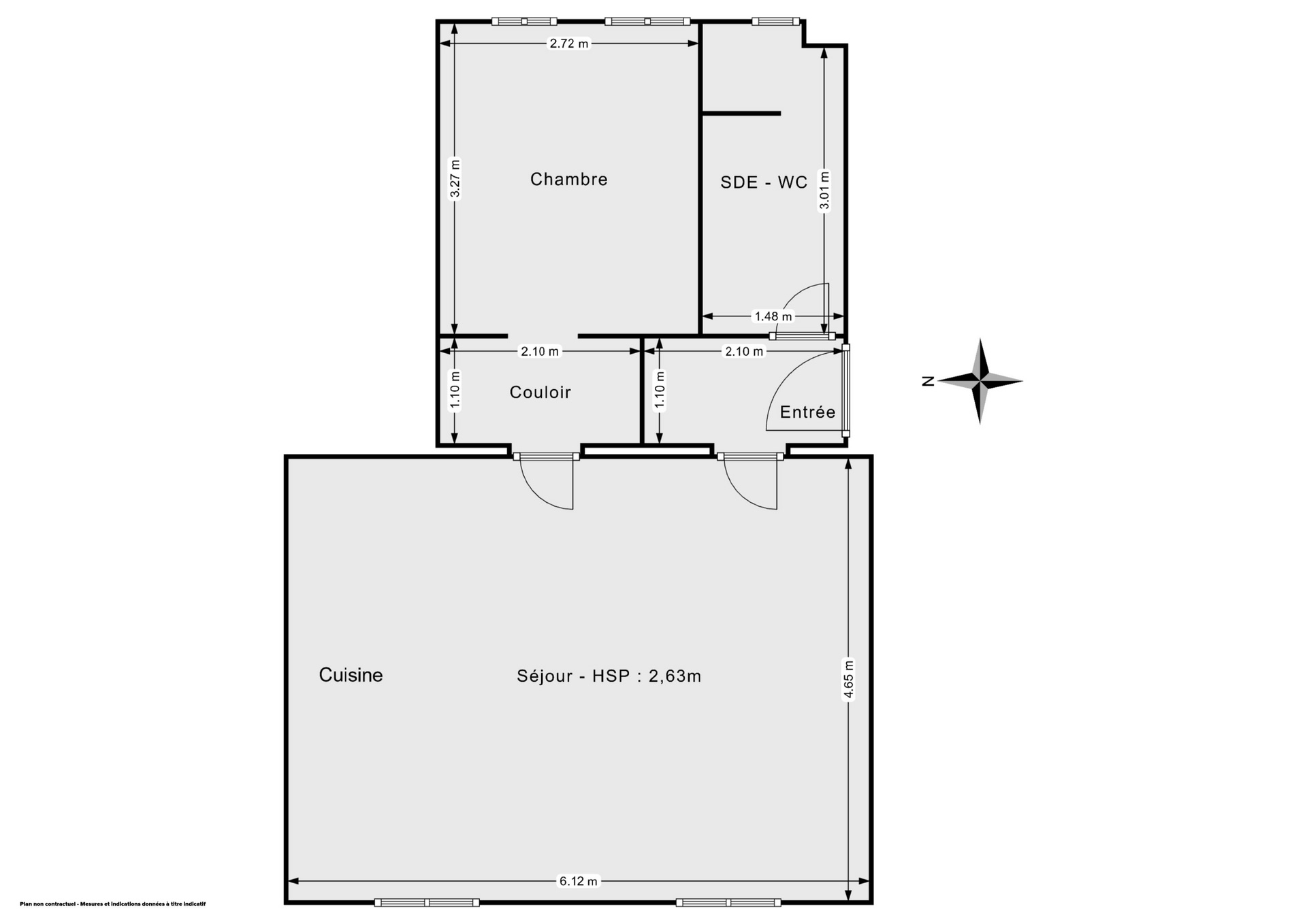 Plan 2D - Appartement 46.29 Paris