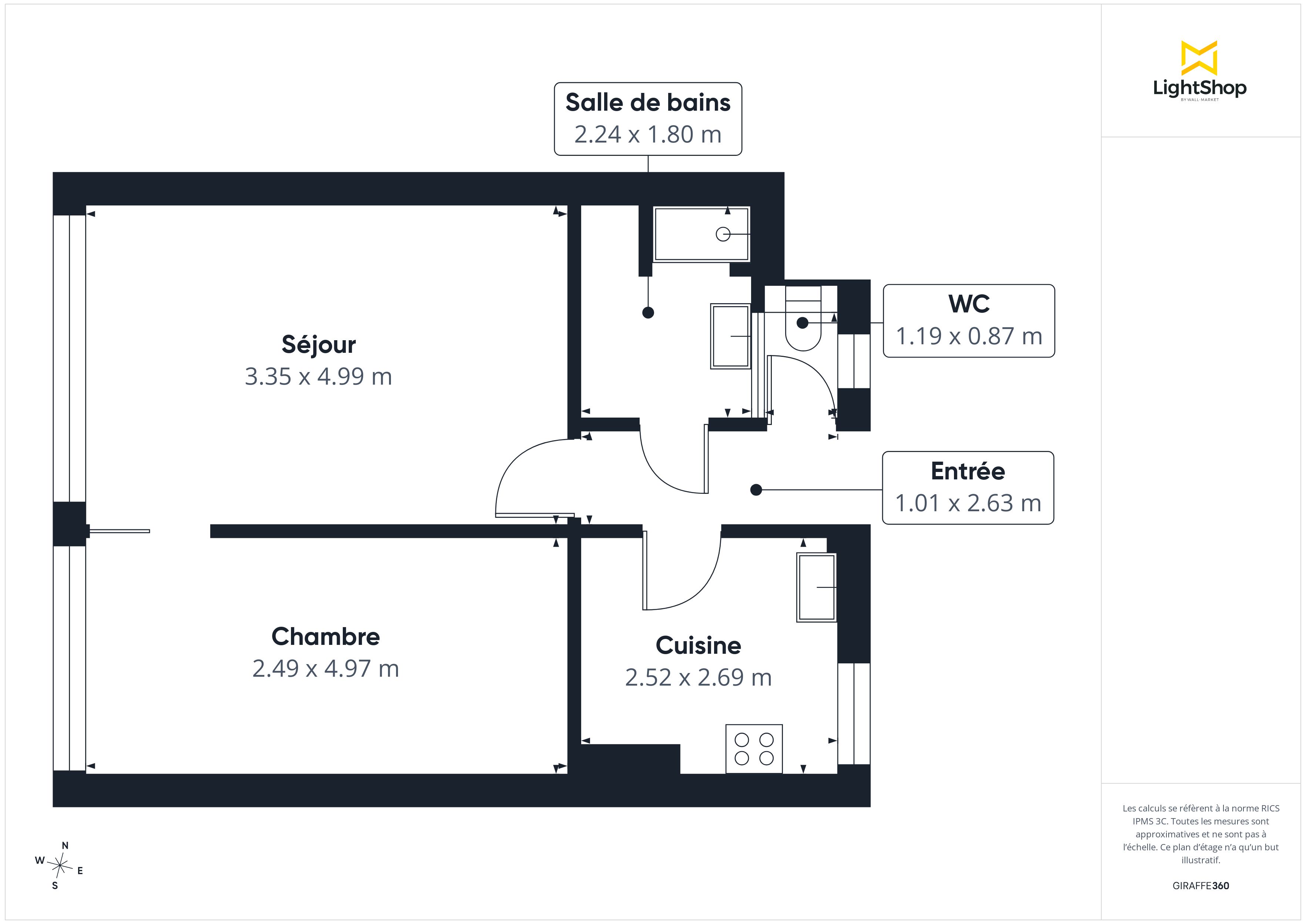 Plan 2D - Appartement 44.0 Paris