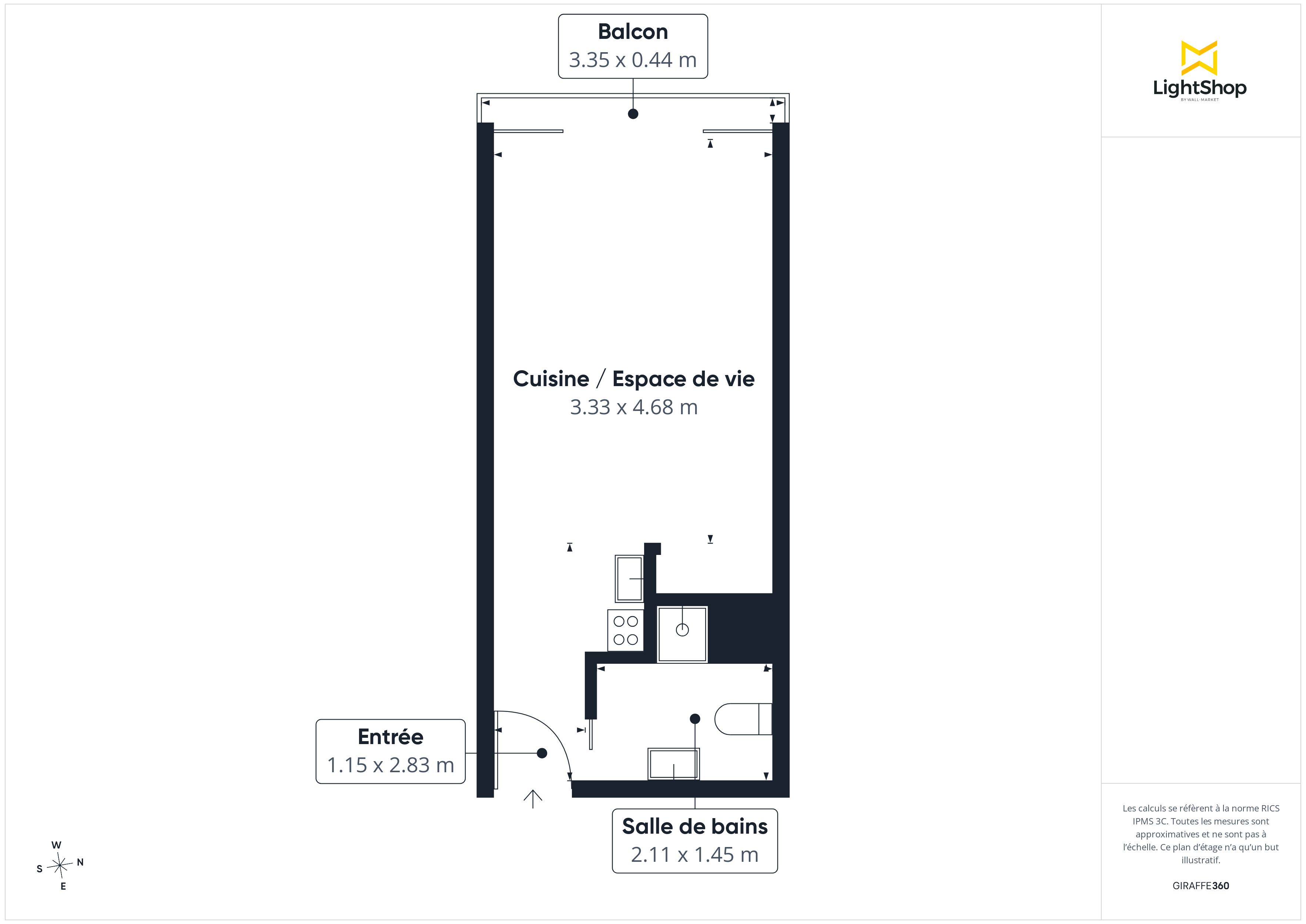 Plan 2D - Appartement 24.0 Bordeaux