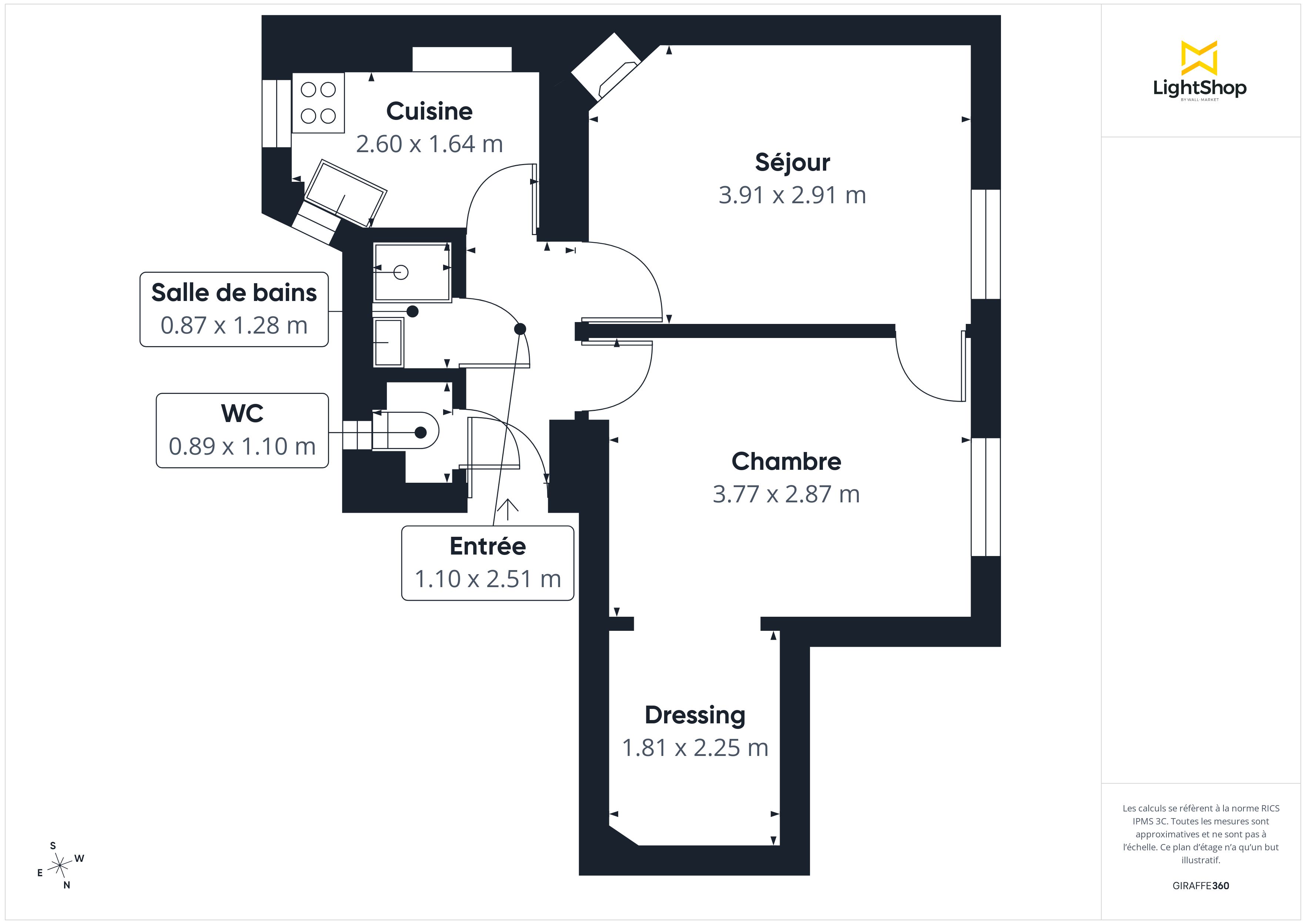 Plan 2D - Appartement 35.13 Paris