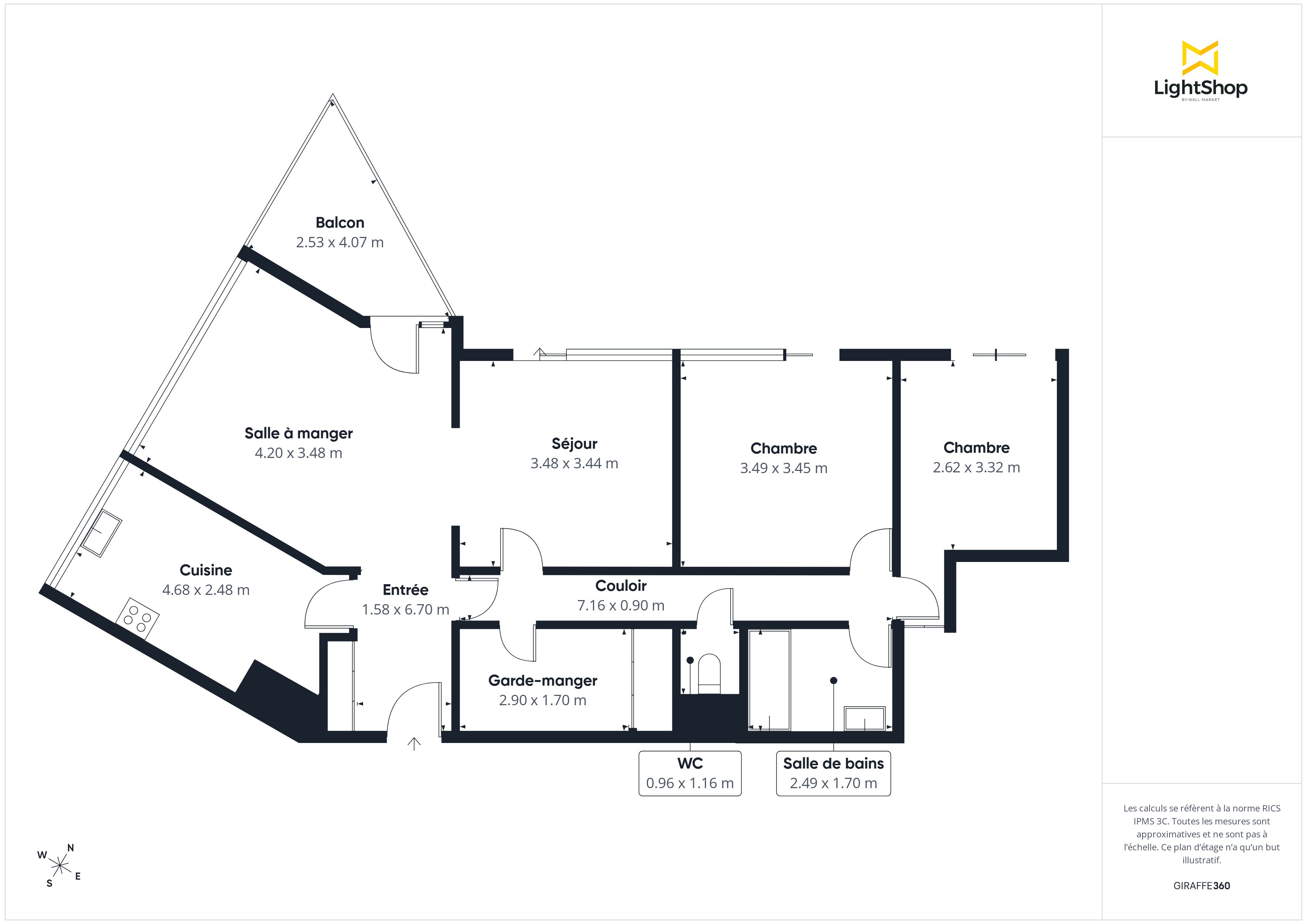 Plan 2D - Appartement 84.73 Nantes