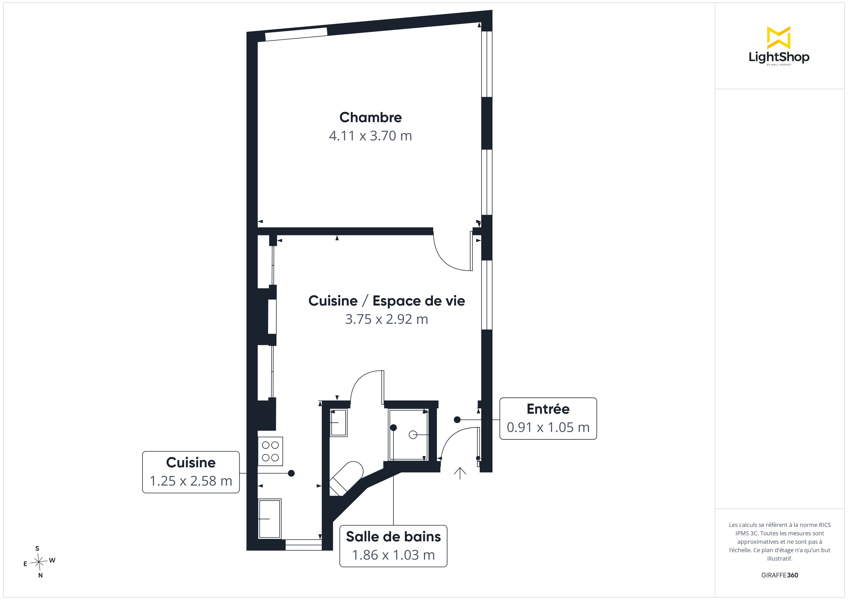 Plan 2D - Appartement 33.5 Paris
