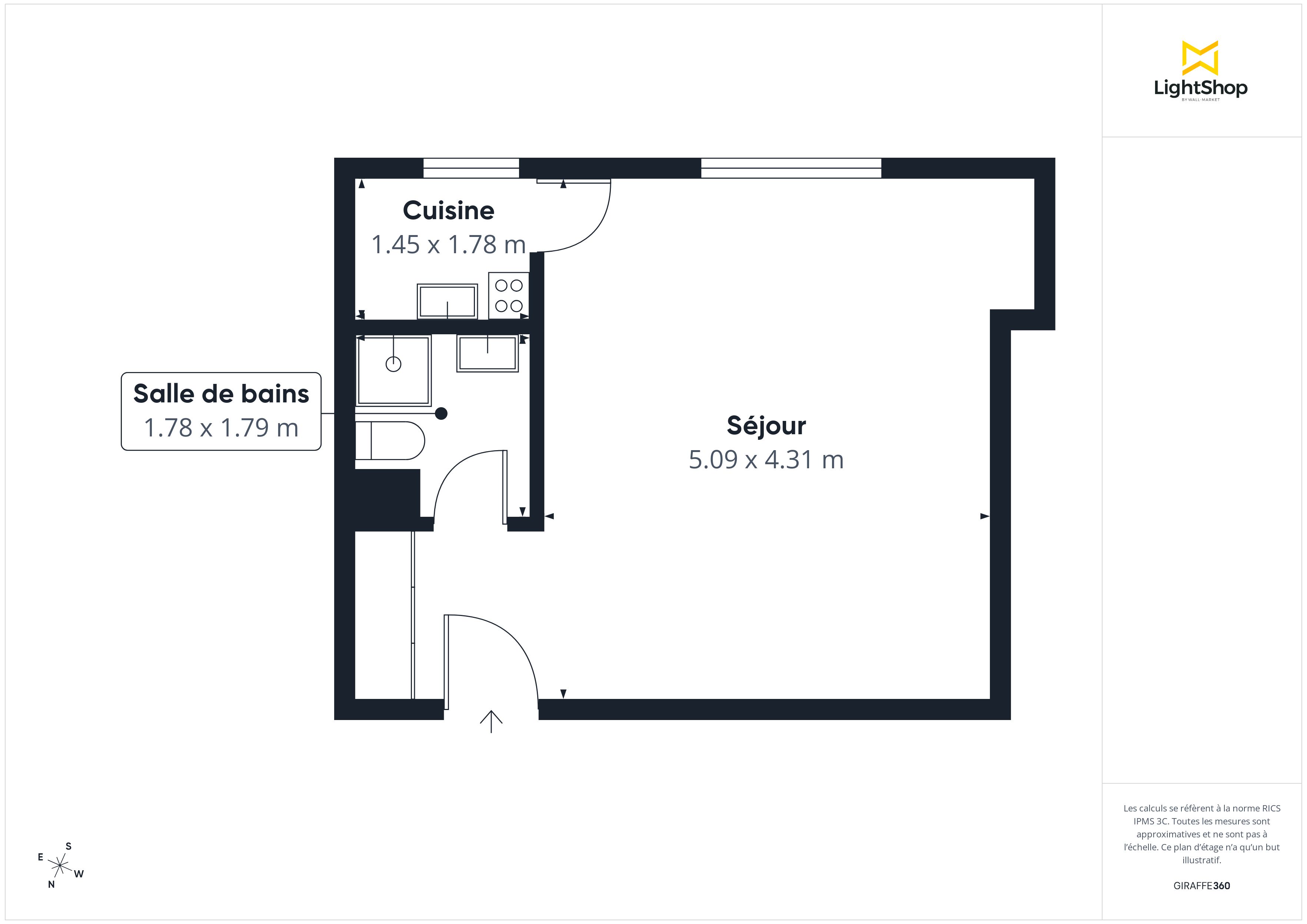 Plan 2D - Appartement 31.51 Clichy