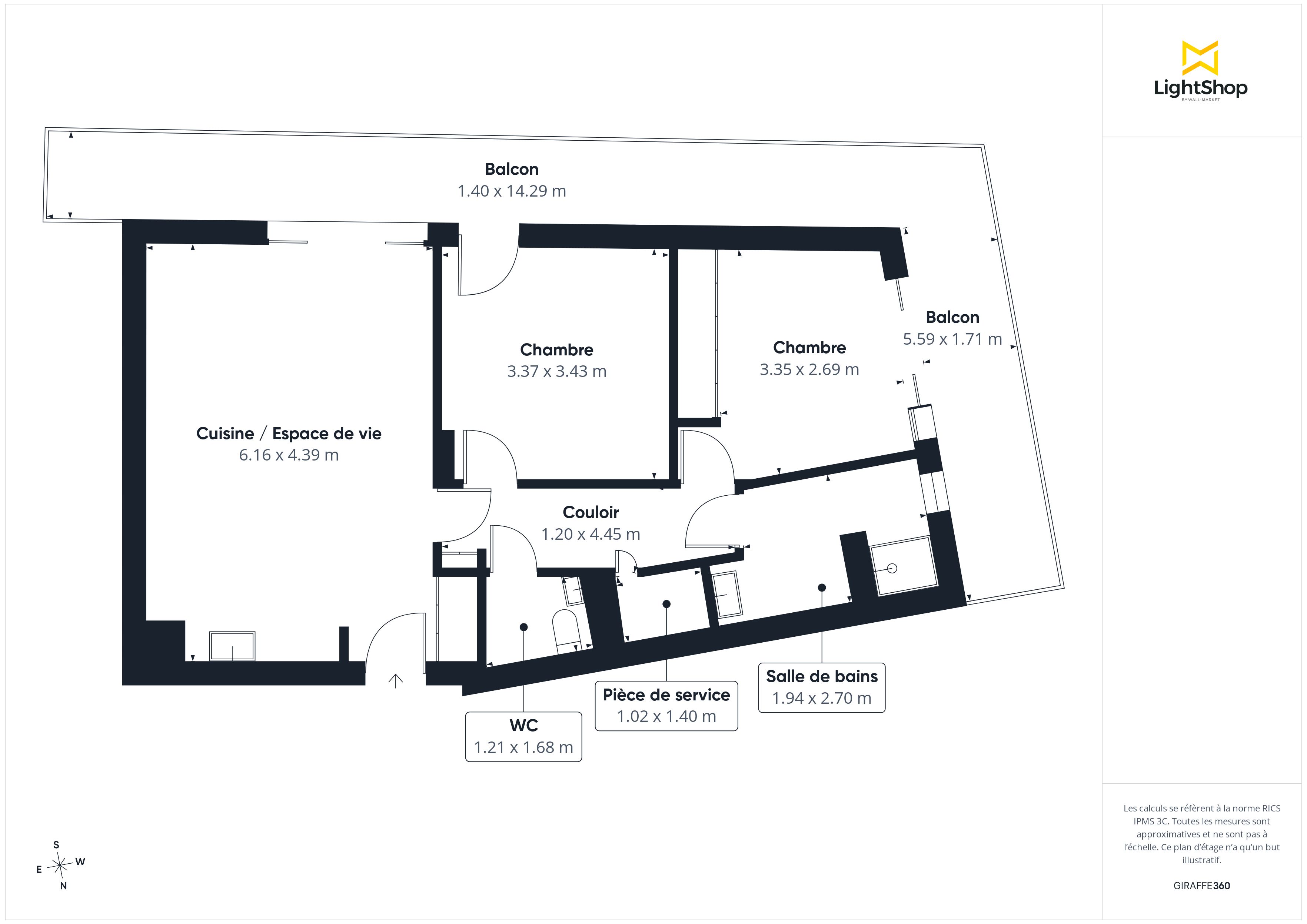 Plan 2D - Appartement 63.67 Vertou
