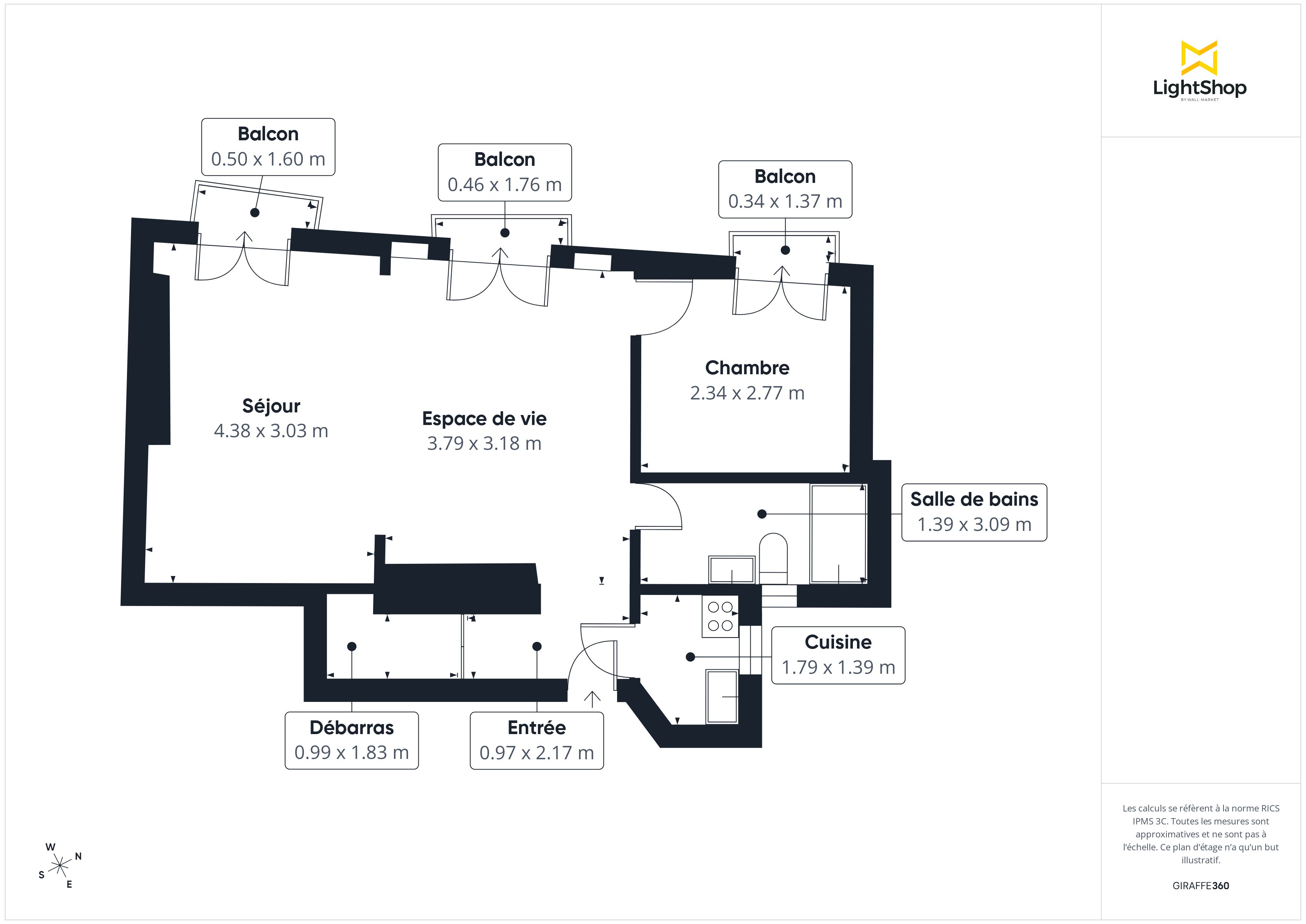 Plan 2D - Appartement 43.18 Paris