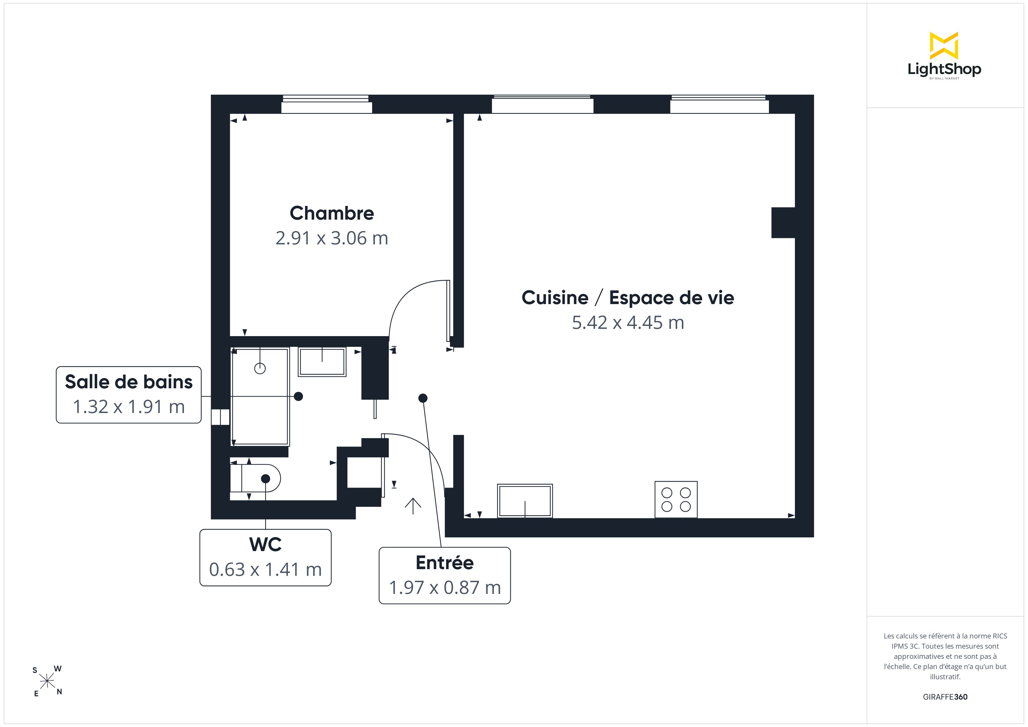 Plan 2D - Appartement 38.0 Paris