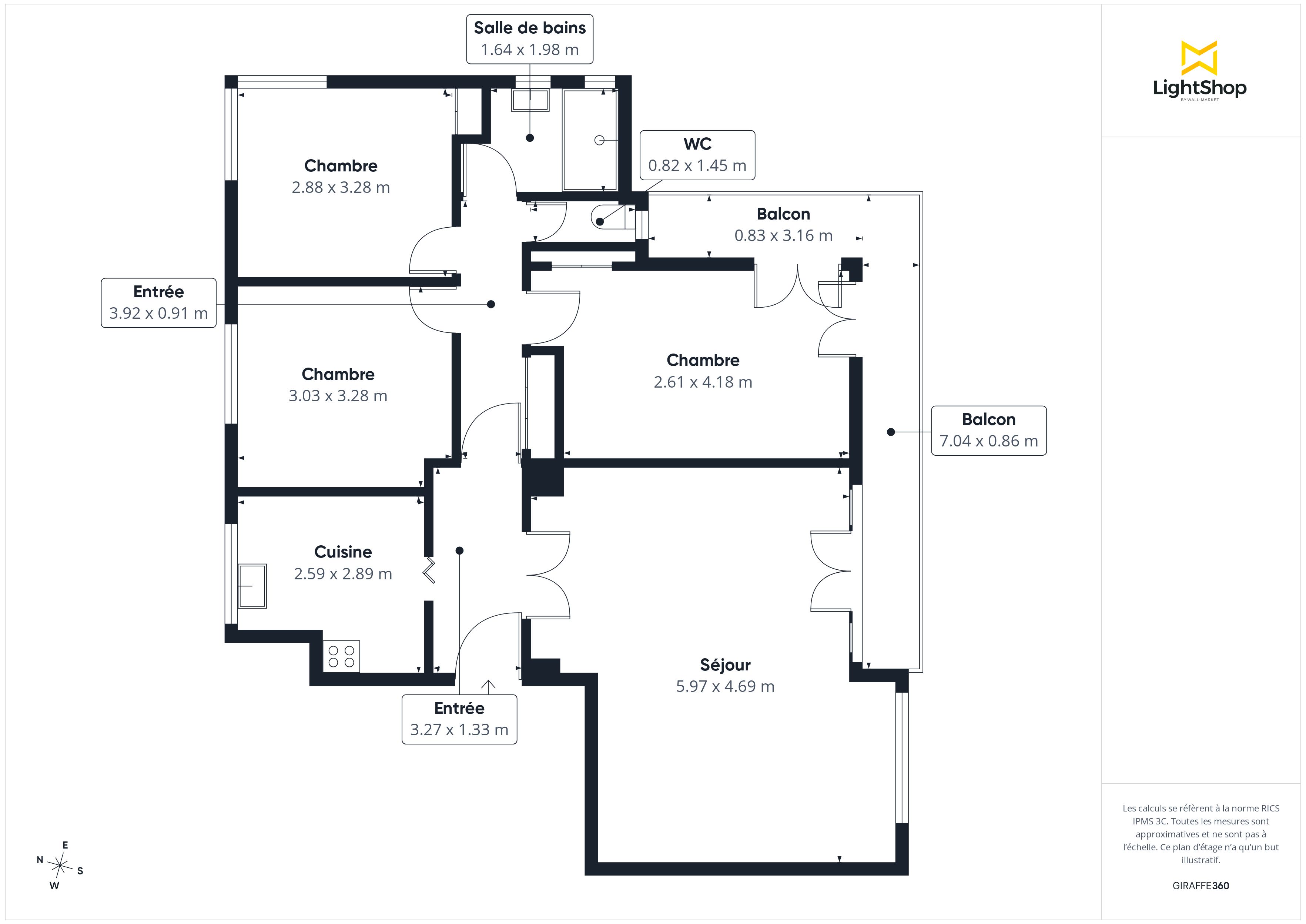 Plan 2D - Appartement 80.0 Lyon