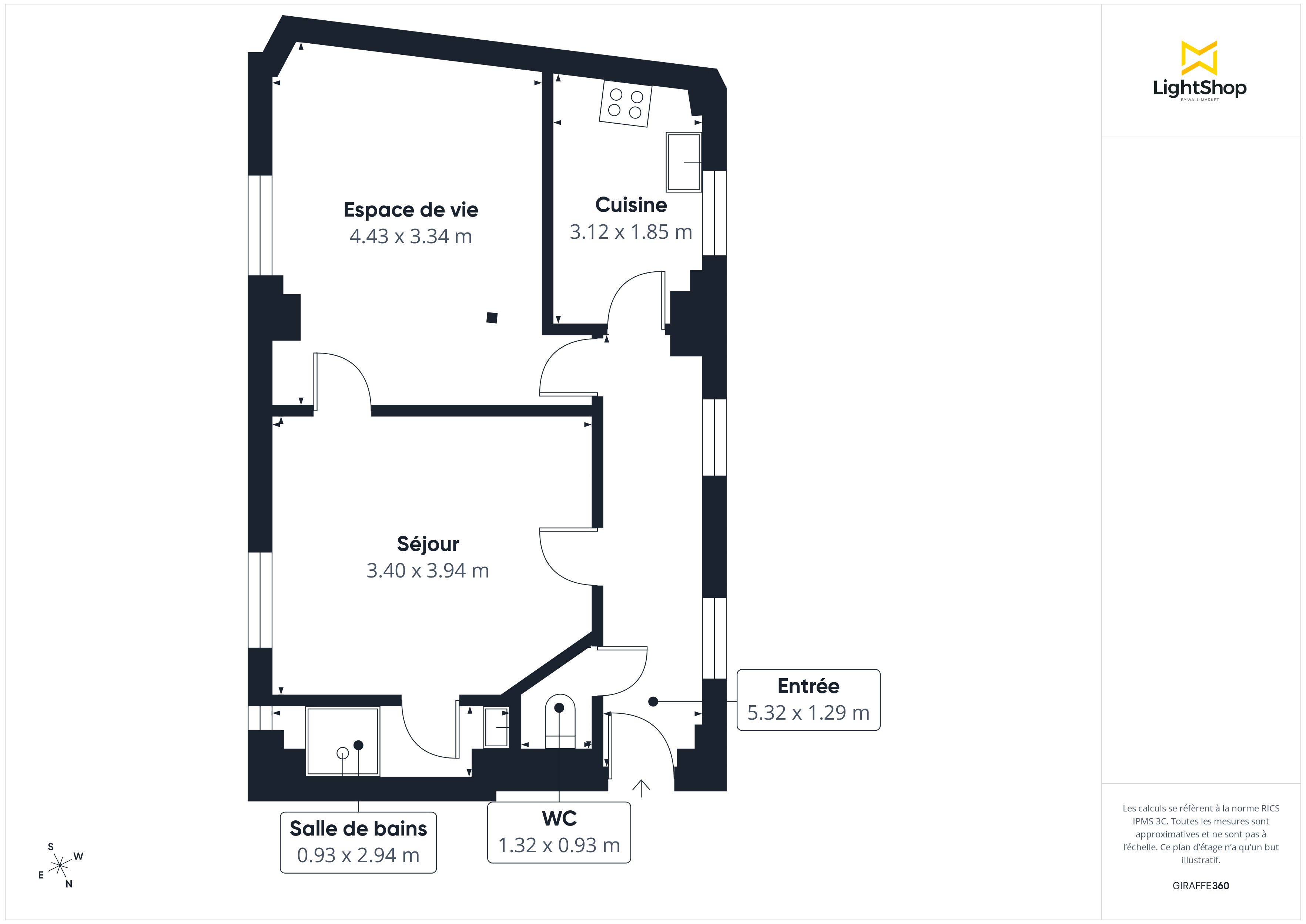 Plan 2D - Appartement 44.0 Paris