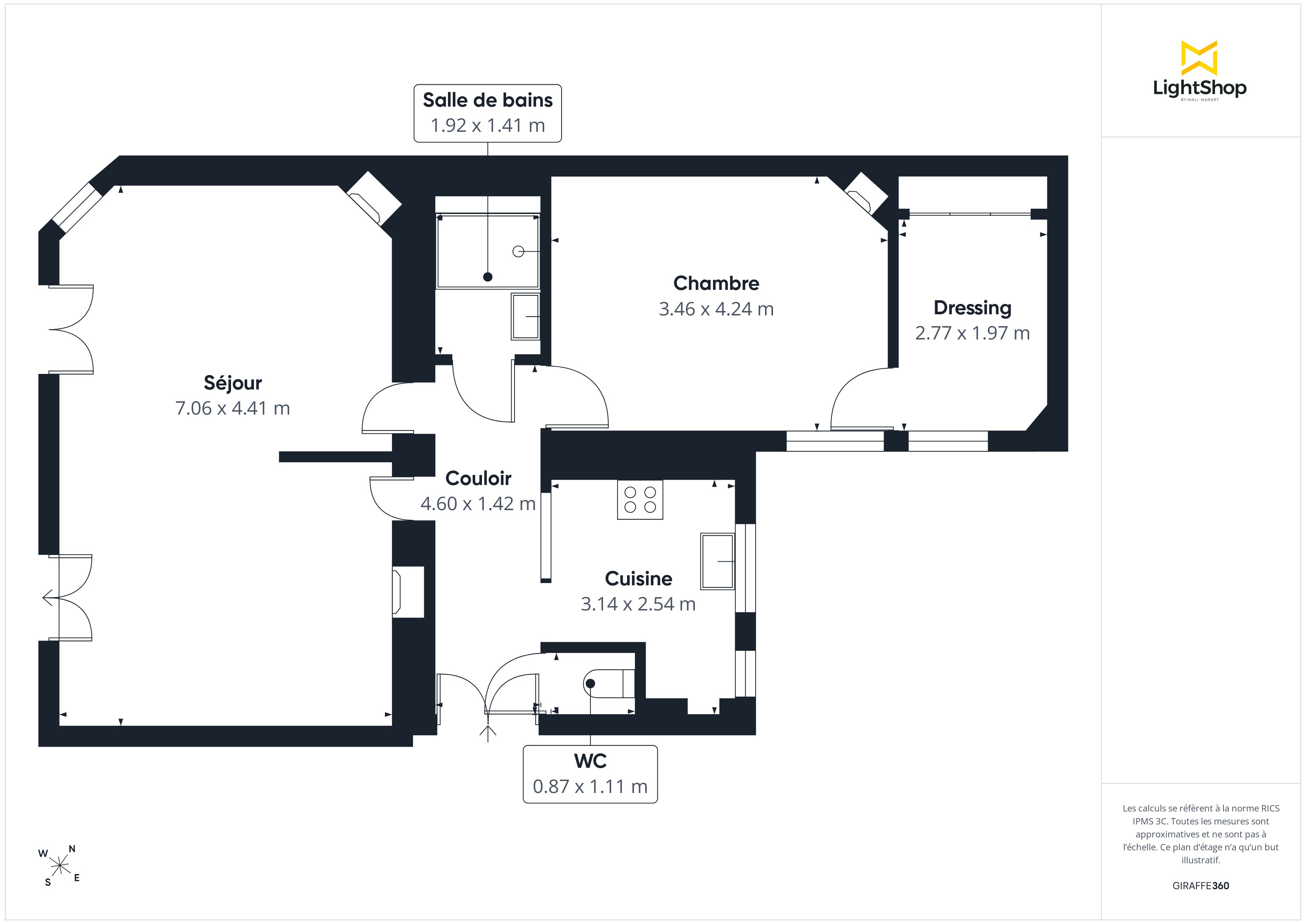 Plan 2D - Appartement 69.0 Bois-Colombes