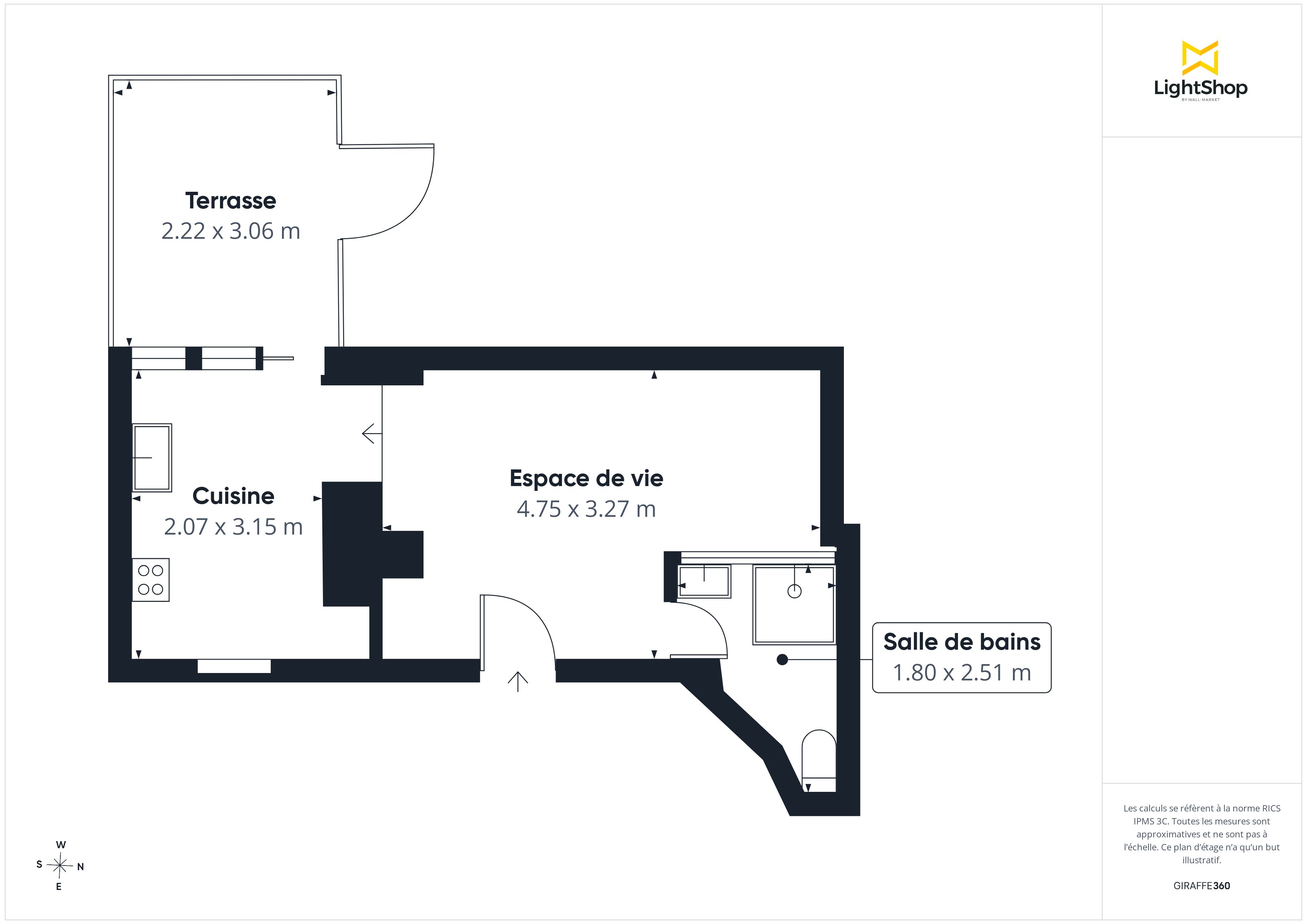 Plan 2D - Appartement 23.6 Paris