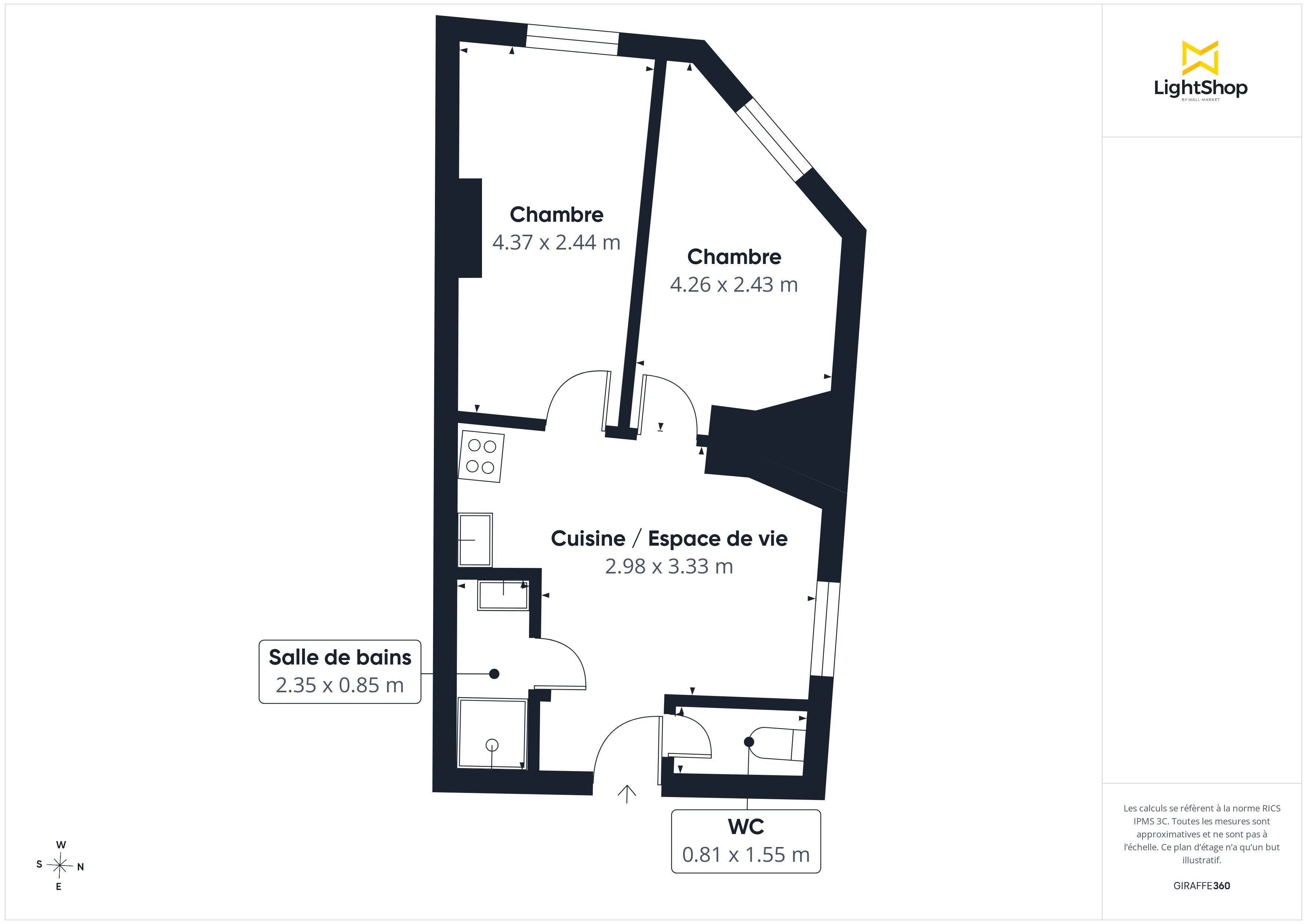 Plan 2D - Appartement 35.0 Paris