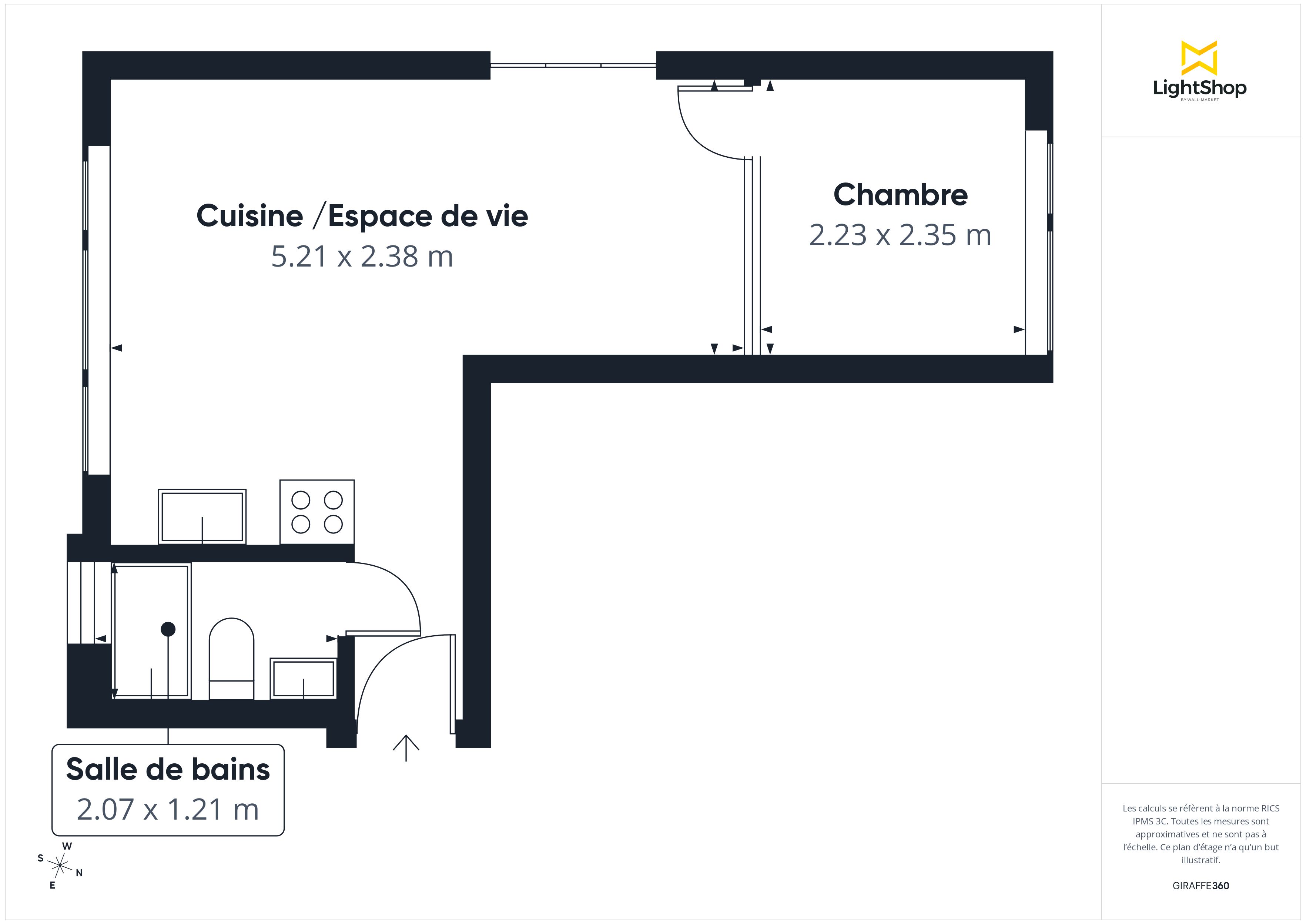 Plan 2D - Appartement 26.75 Paris