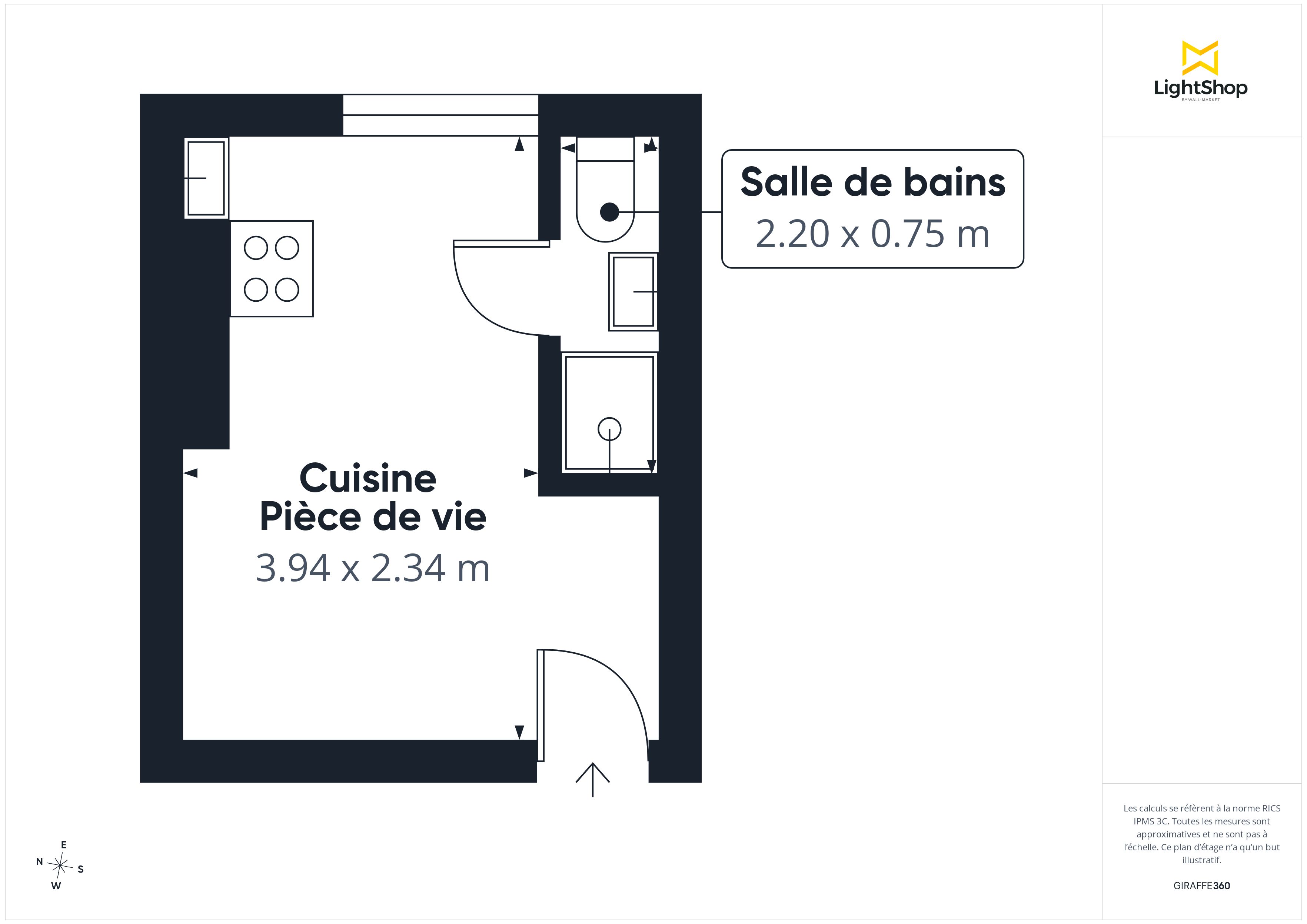 Plan 2D - Appartement 11.95 Paris