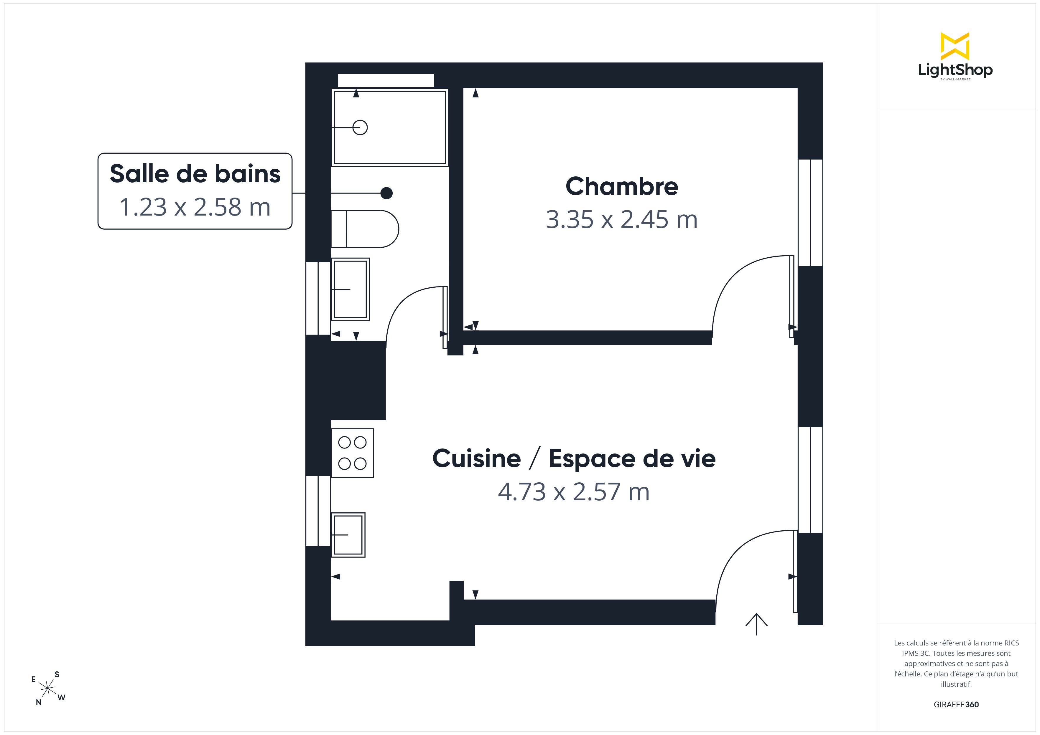 Plan 2D - Appartement 23.51 Paris