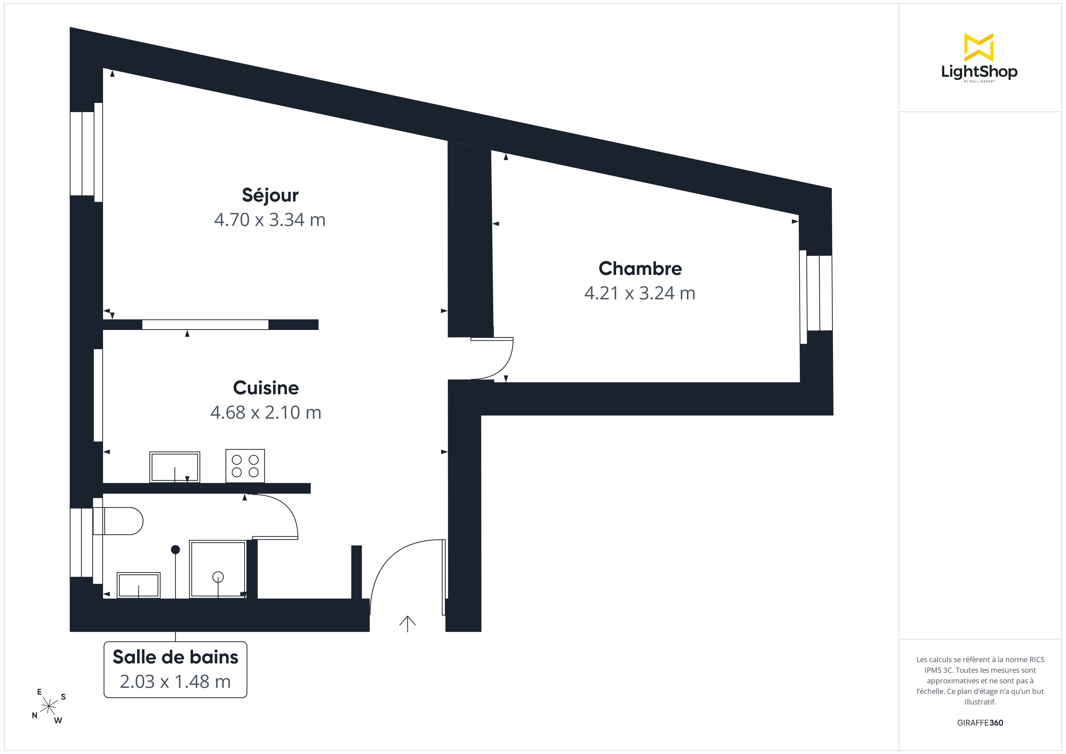 Plan 2D - Appartement 42.7 Paris