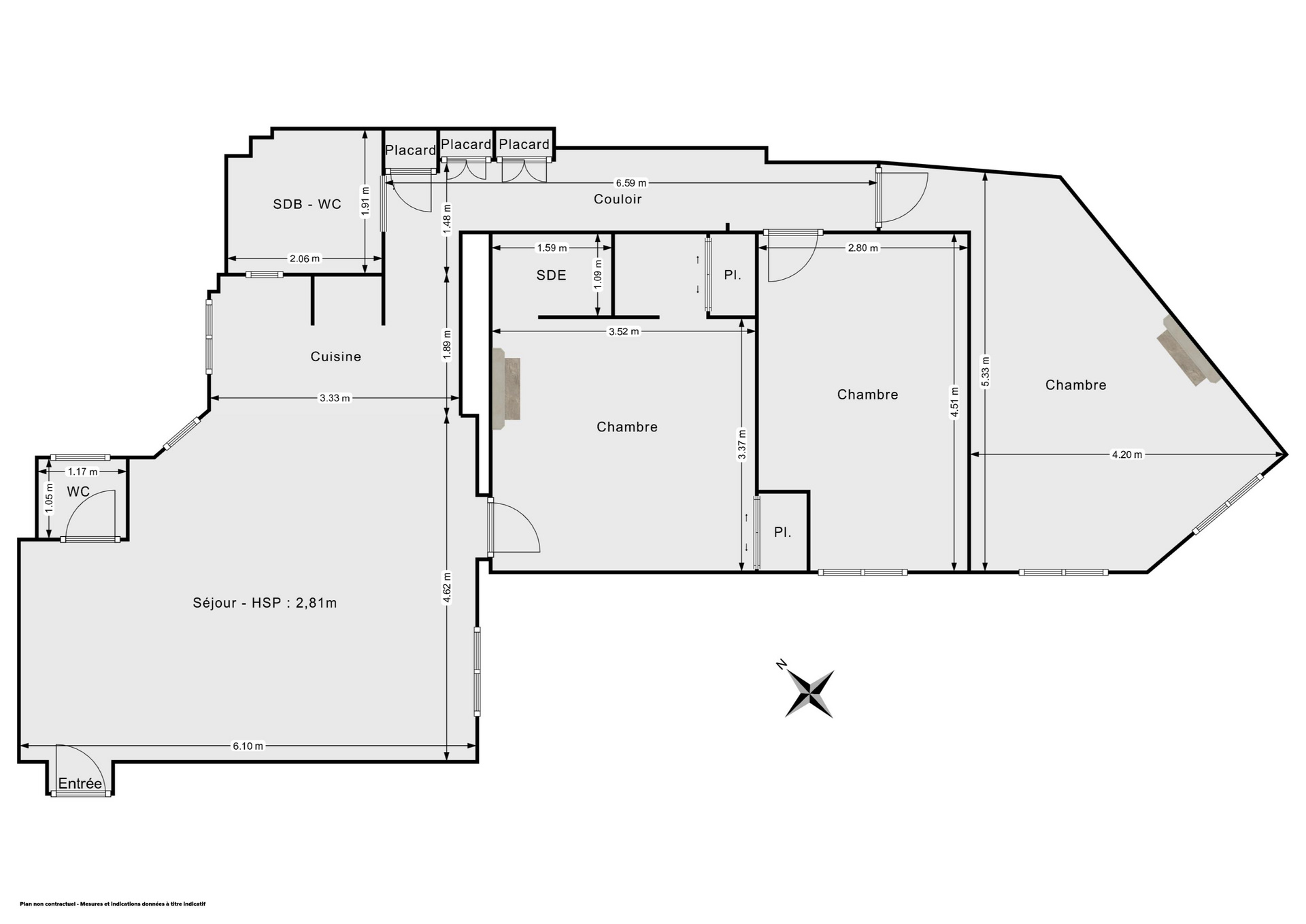 Plan 2D - Appartement 92.88 Paris