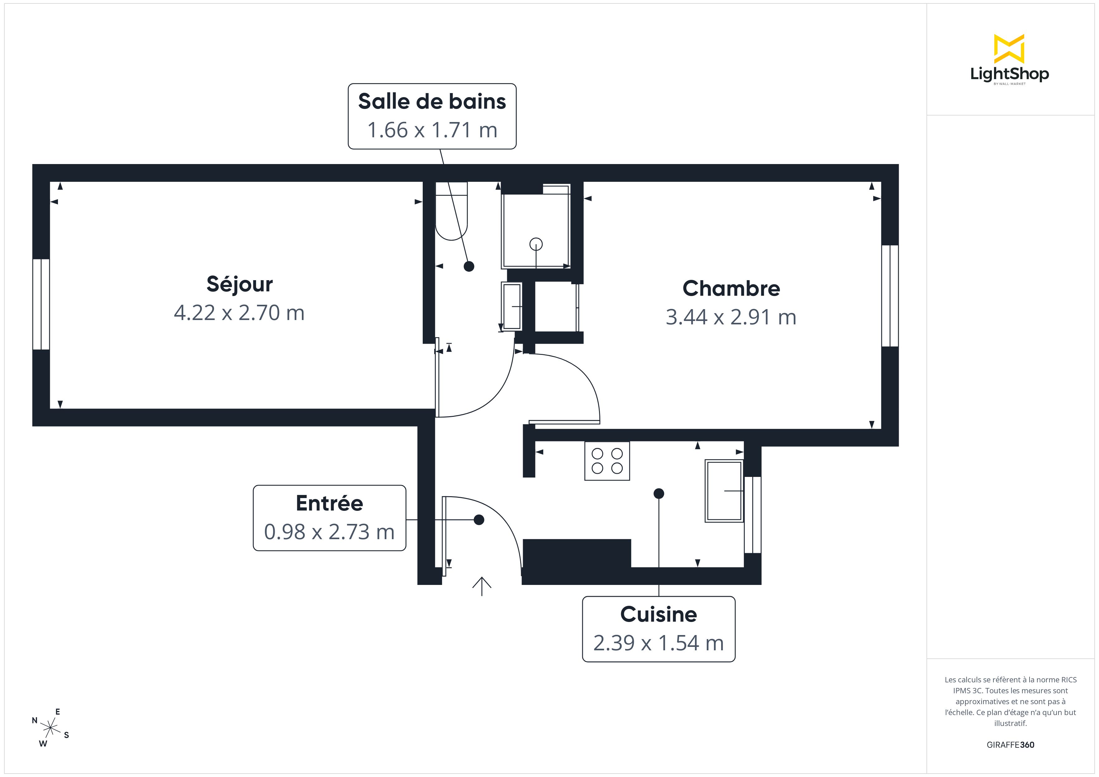 Plan 2D - Appartement 31.47 Paris
