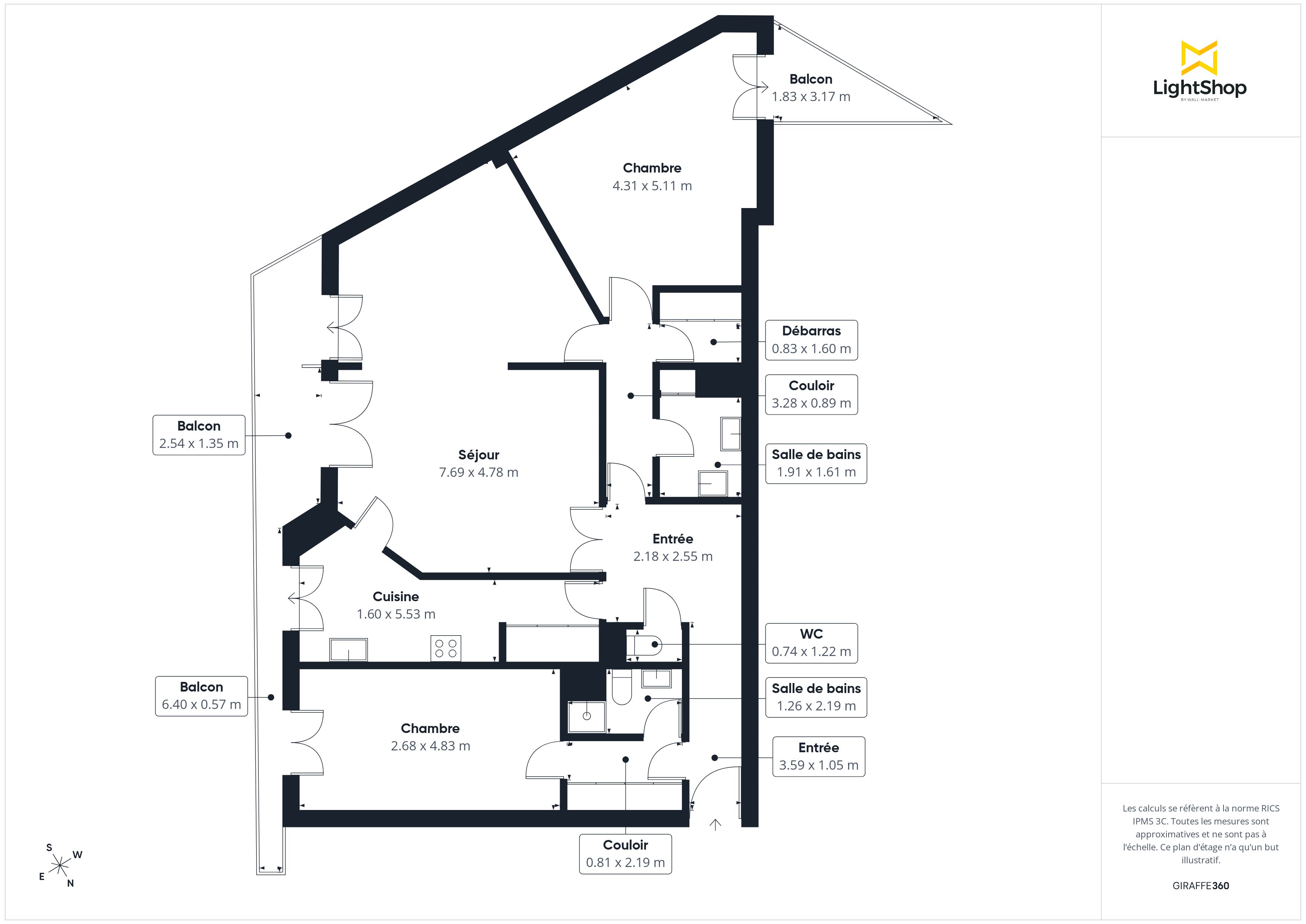 Plan 2D - Appartement 93.0 Le Pré-Saint-Gervais