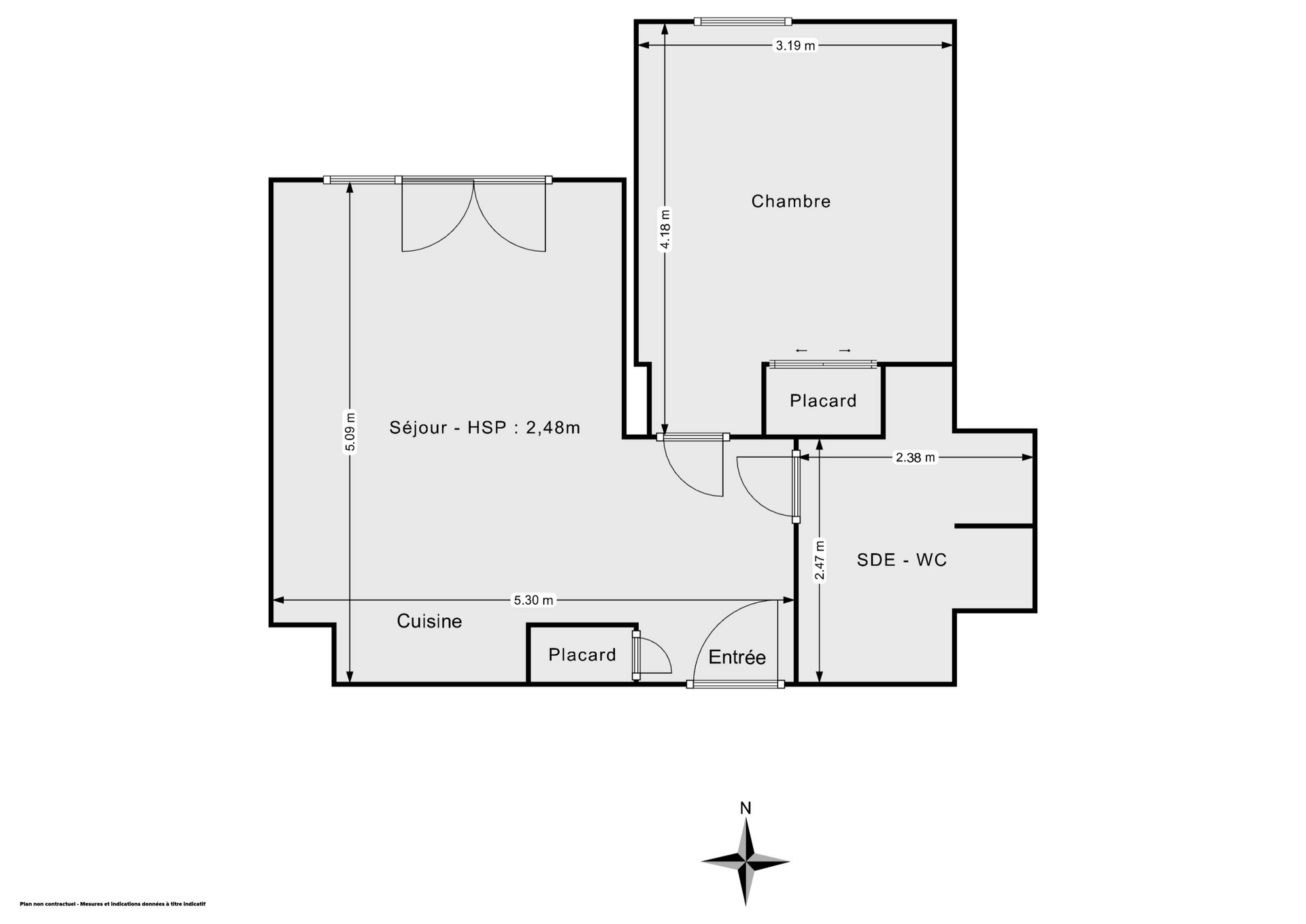 Plan 2D - Appartement 39.26 Vénissieux