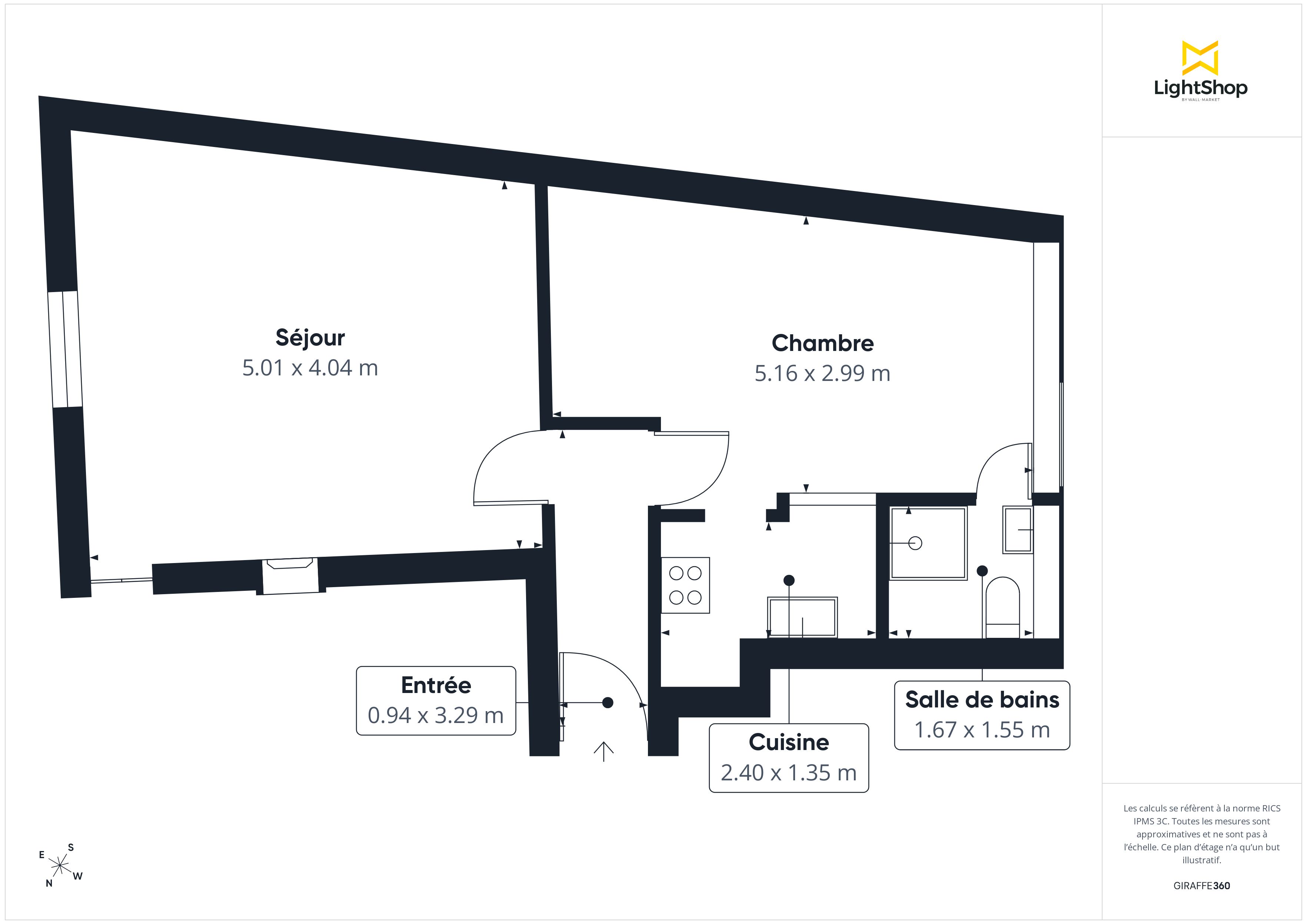 Plan 2D - Appartement 45.37 Nantes