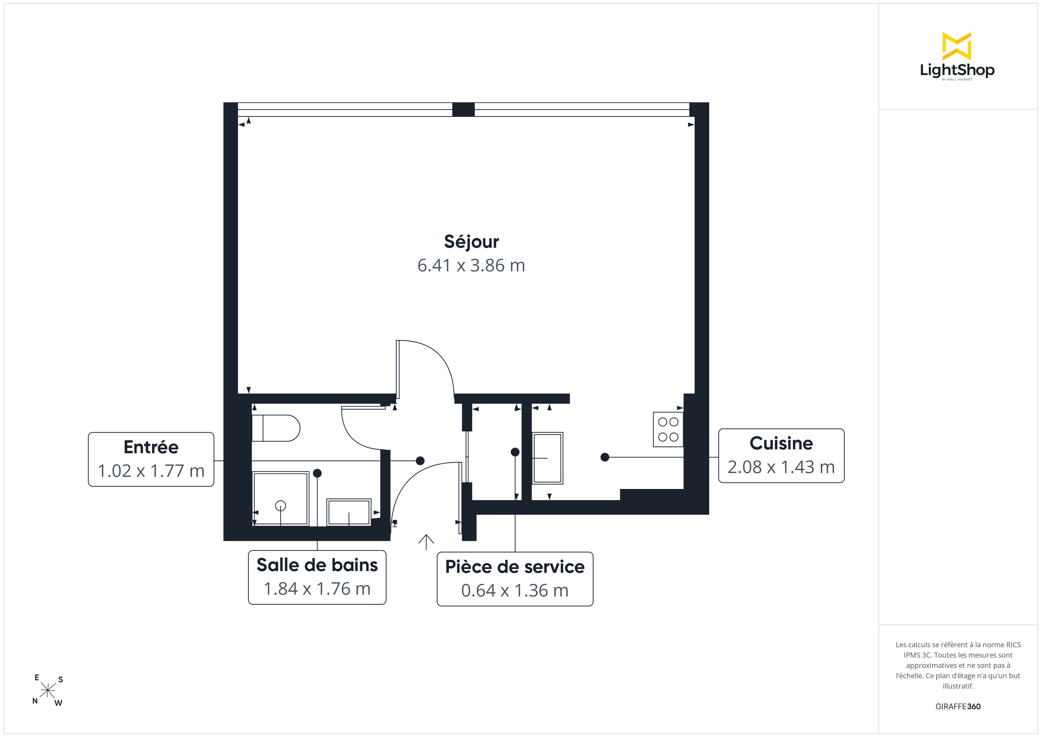 Plan 2D - Appartement 33.79 Courbevoie