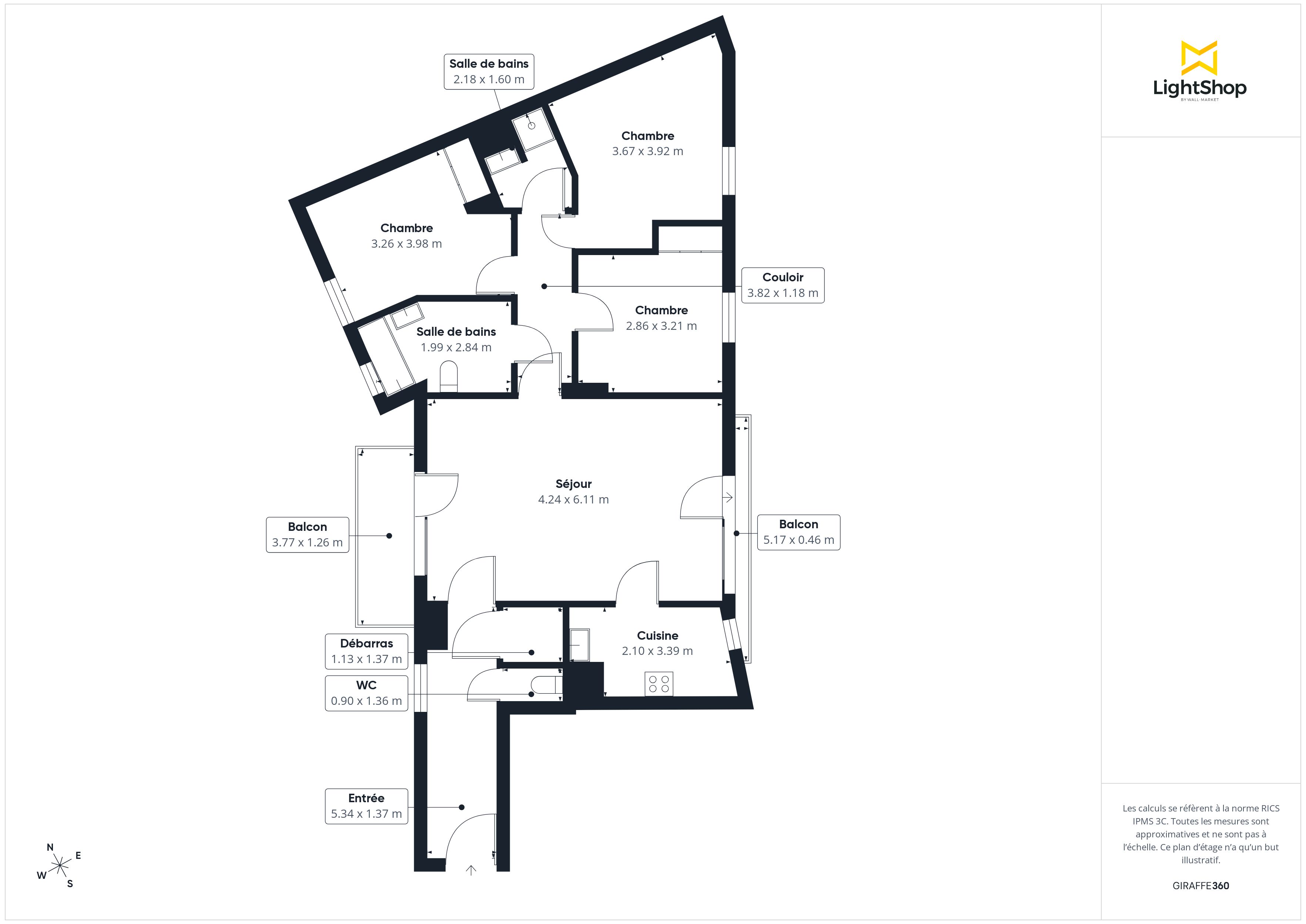 Plan 2D - Appartement 90.0 Saint-Ouen-sur-Seine