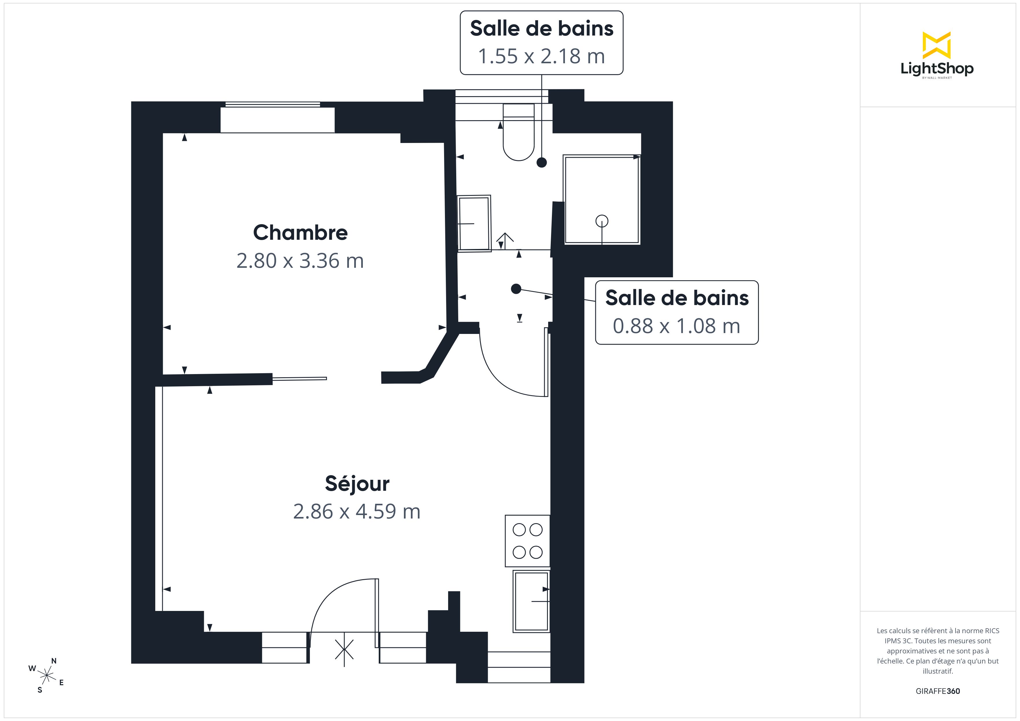 Plan 2D - Appartement 28.46 Paris