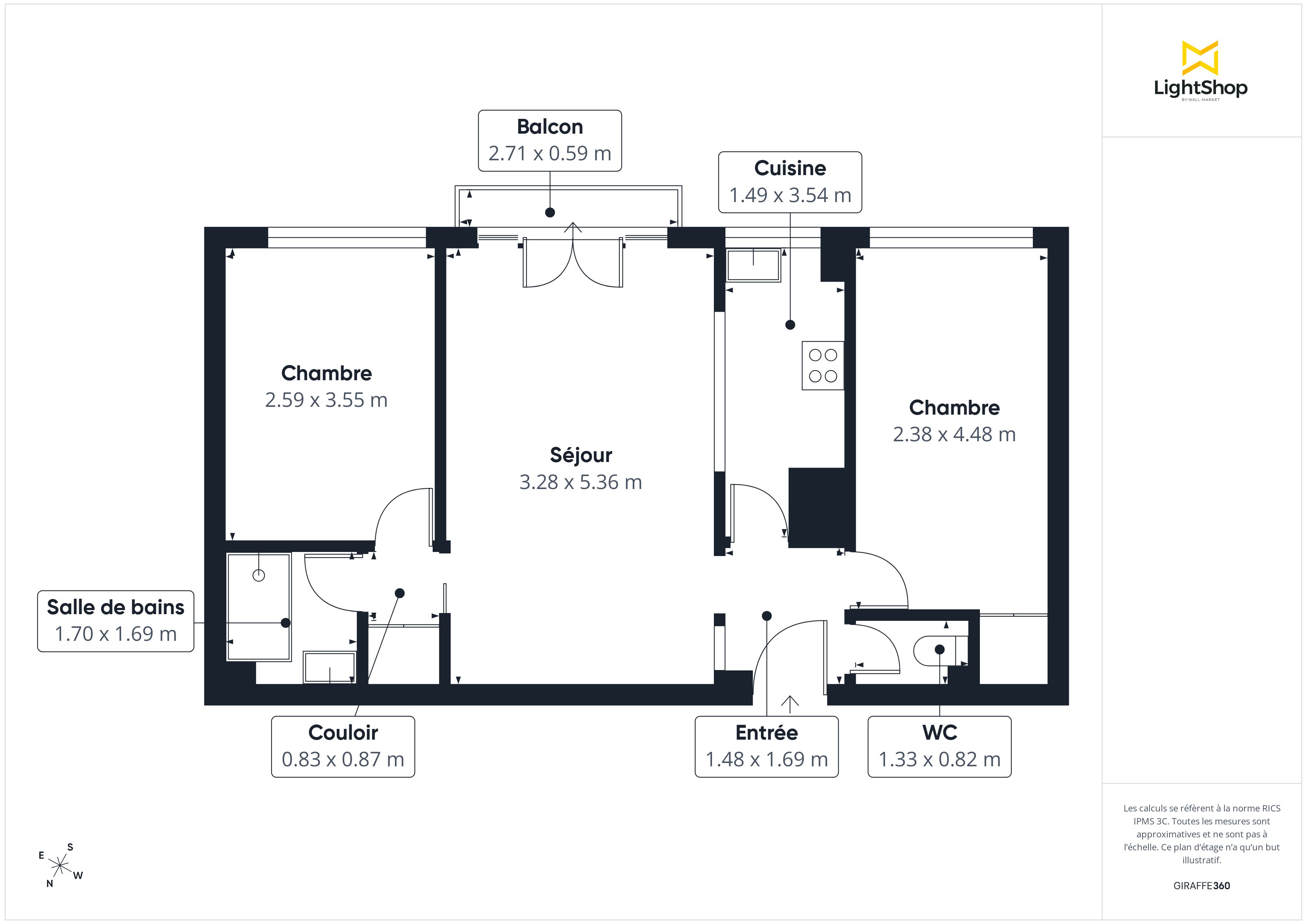 Plan 2D - Appartement 52.0 Paris