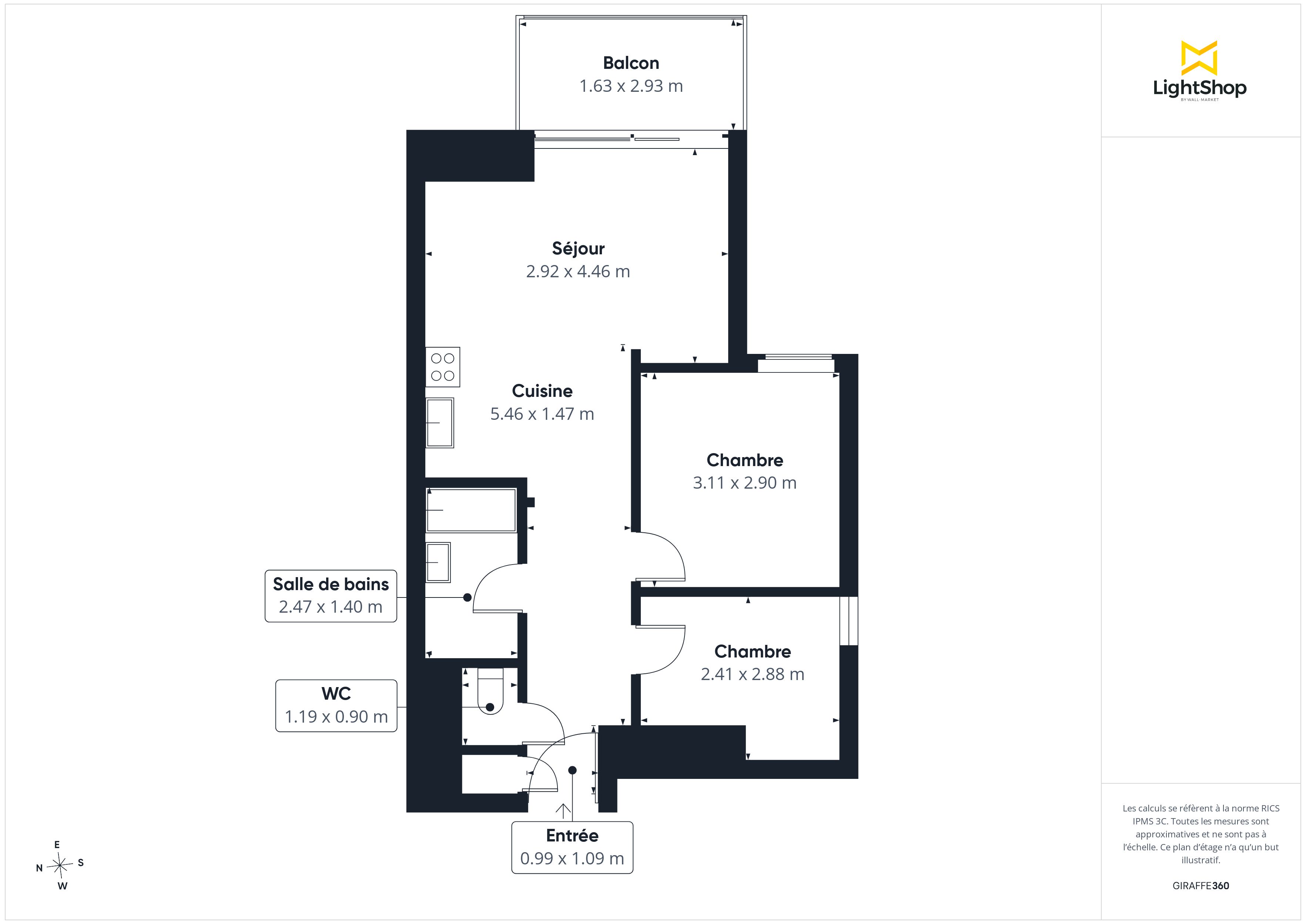 Plan 2D - Appartement 47.0 Paris