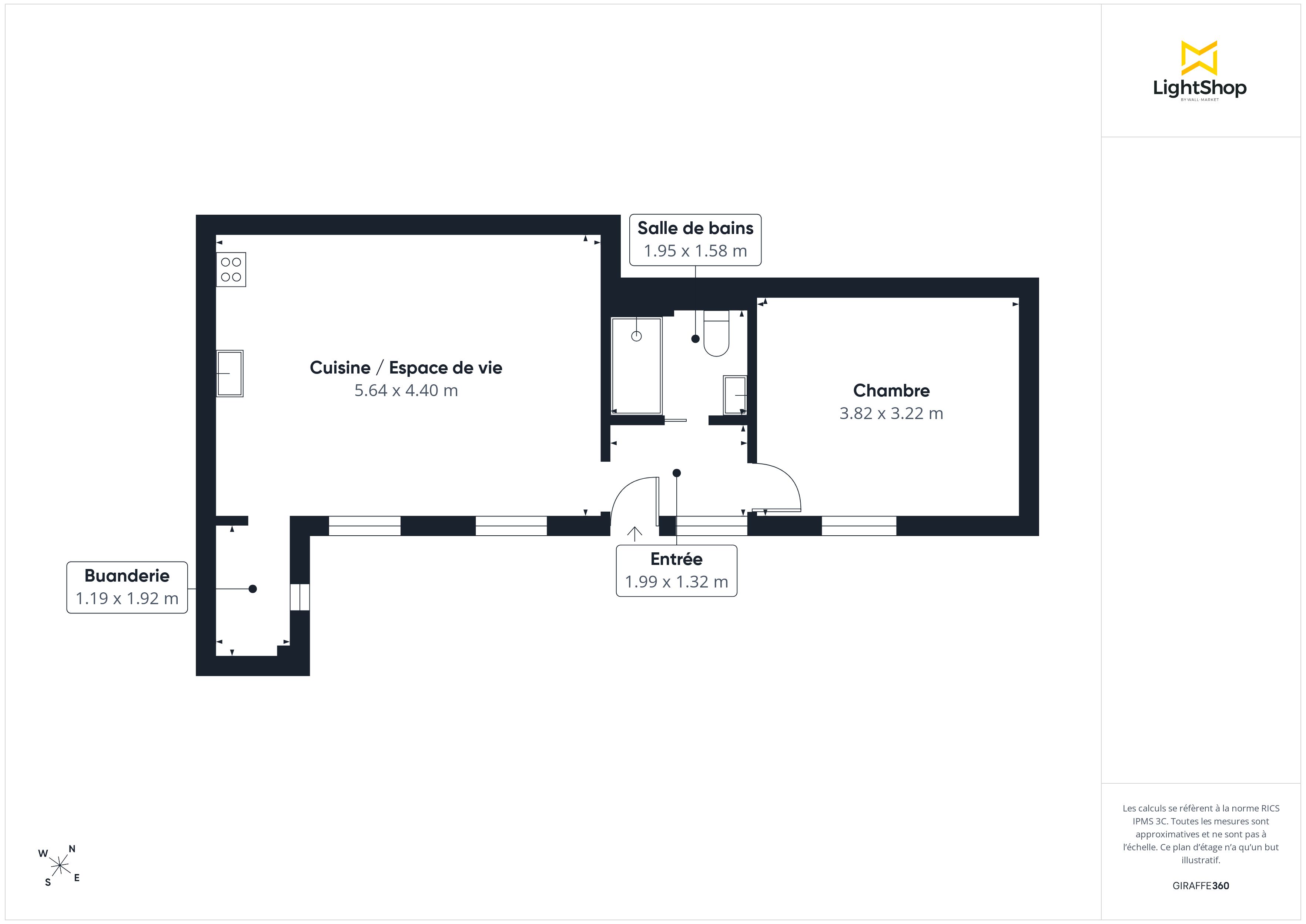 Plan 2D - Appartement 45.0 Paris