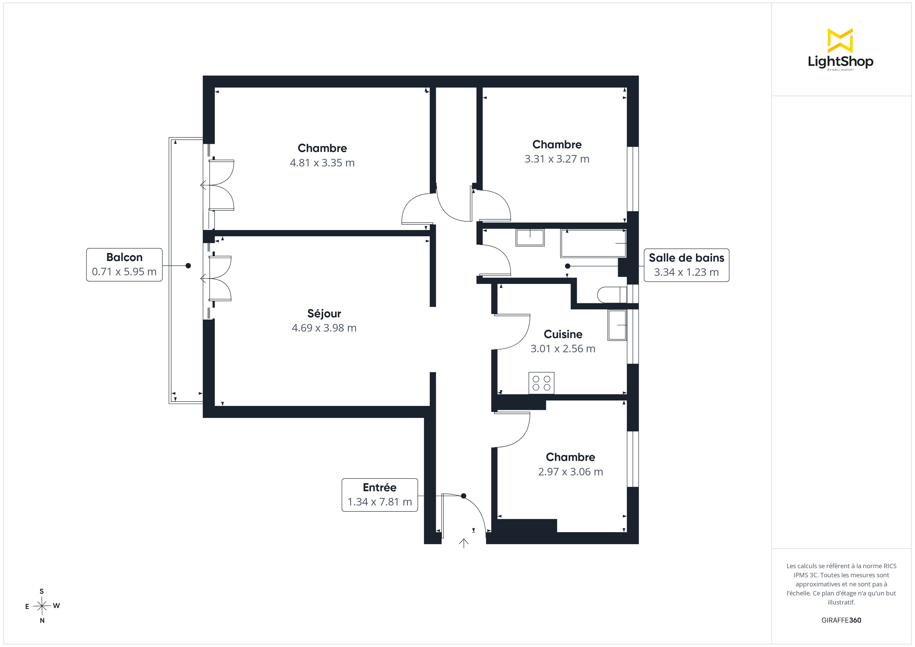 Plan 2D - Appartement 79.06 Suresnes