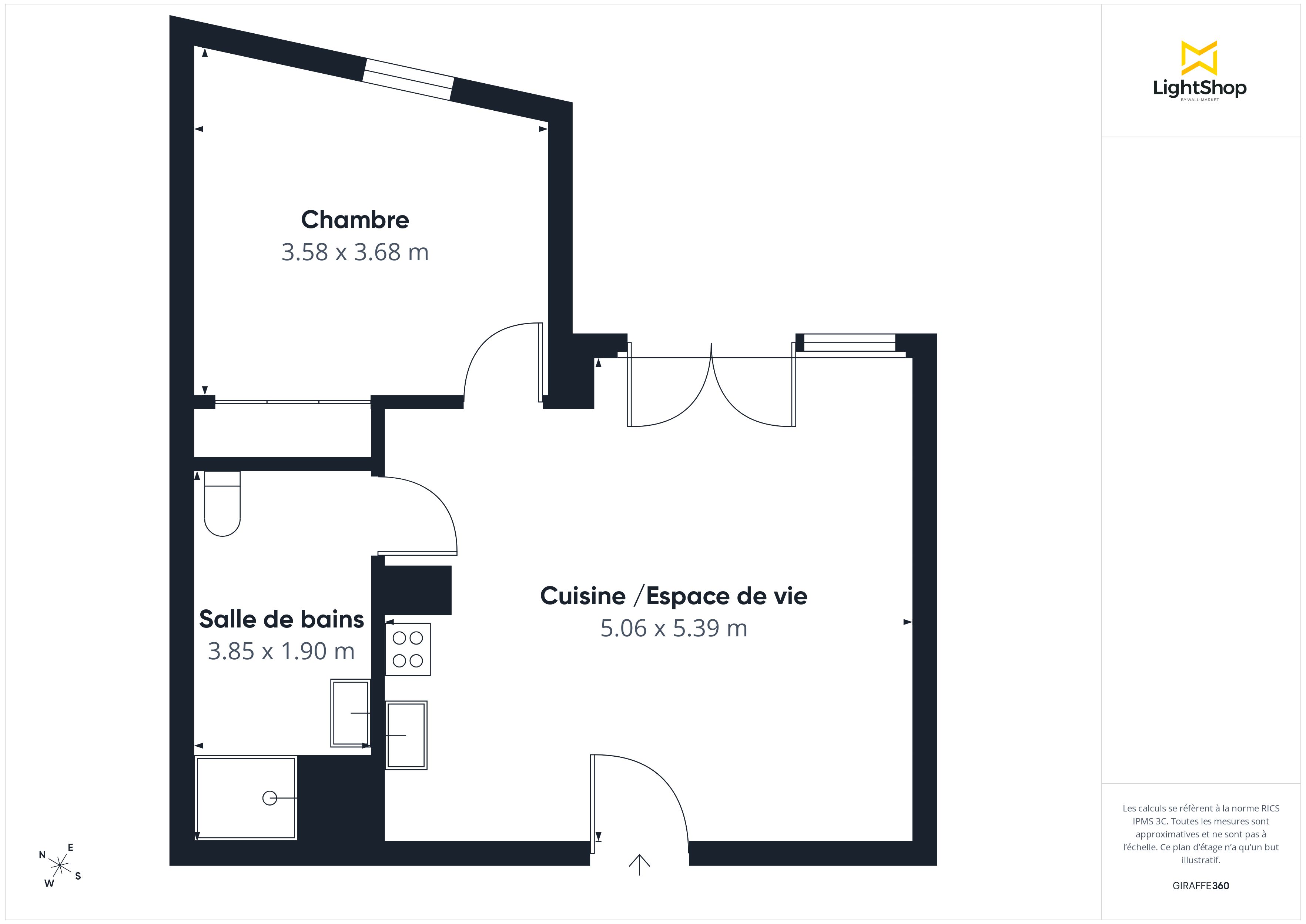 Plan 2D - Appartement 45.53 Saint-Sébastien-sur-Loire