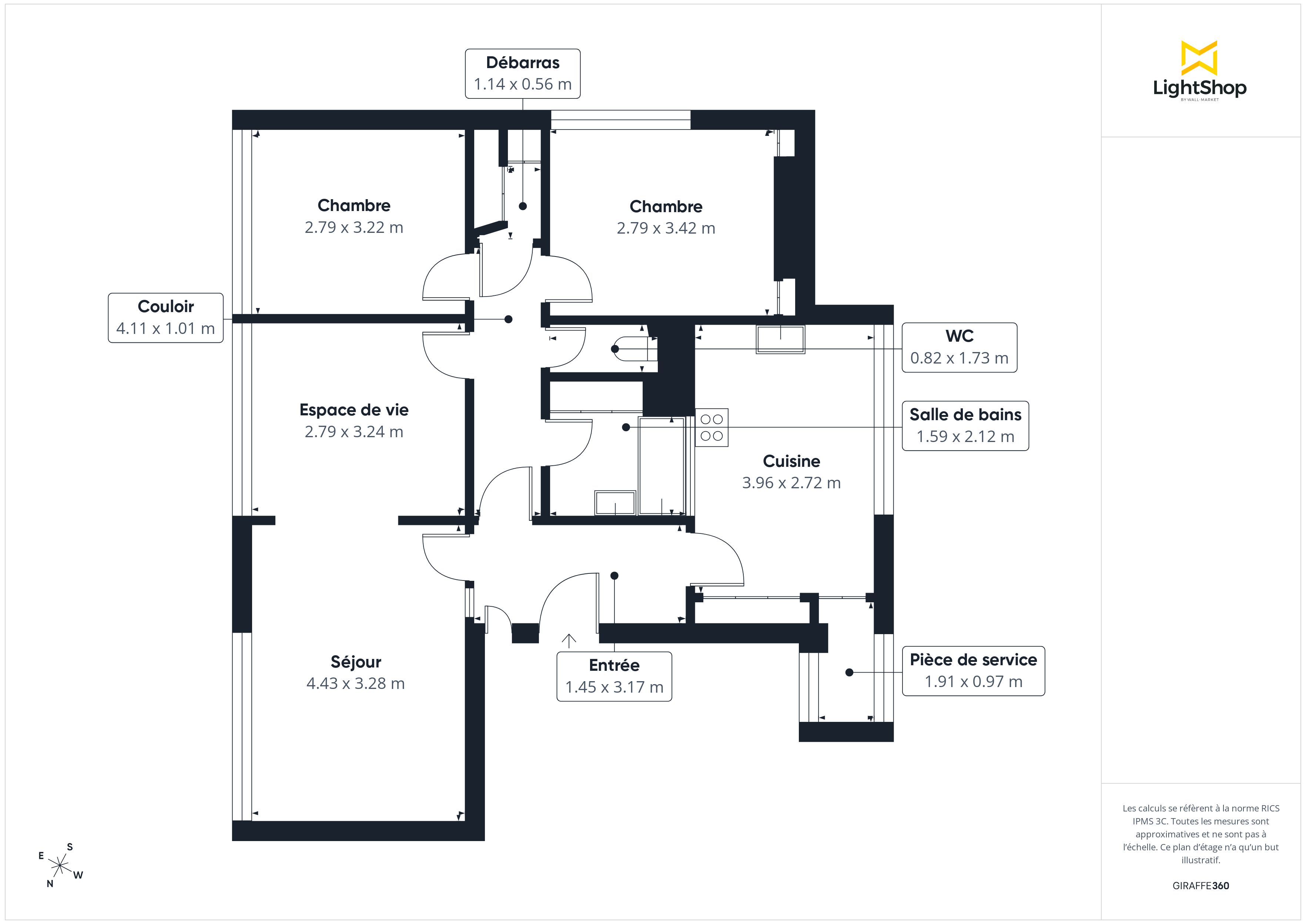 Plan 2D - Appartement 71.05 Nantes