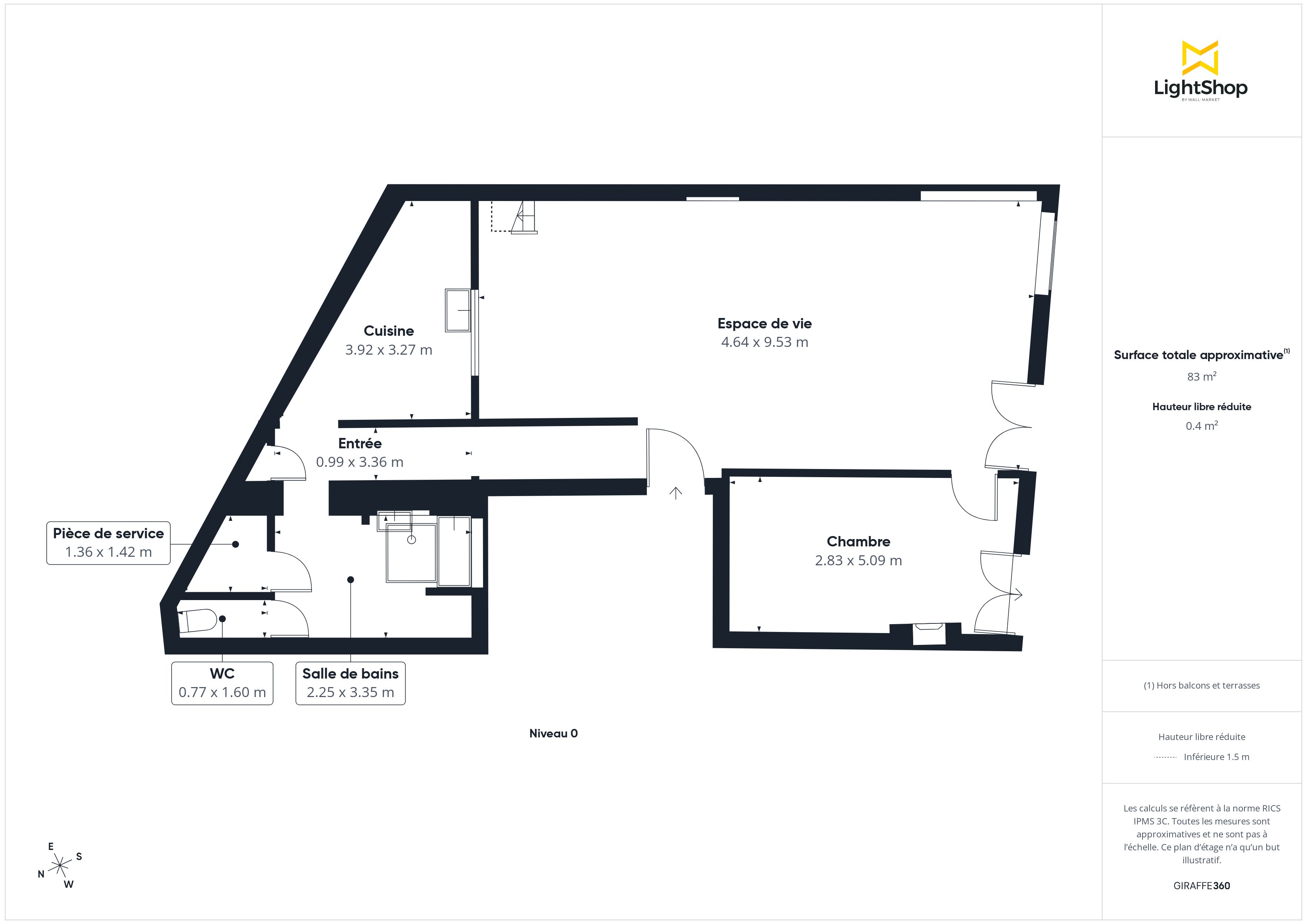 Plan 2D - Appartement 82.66 Bordeaux