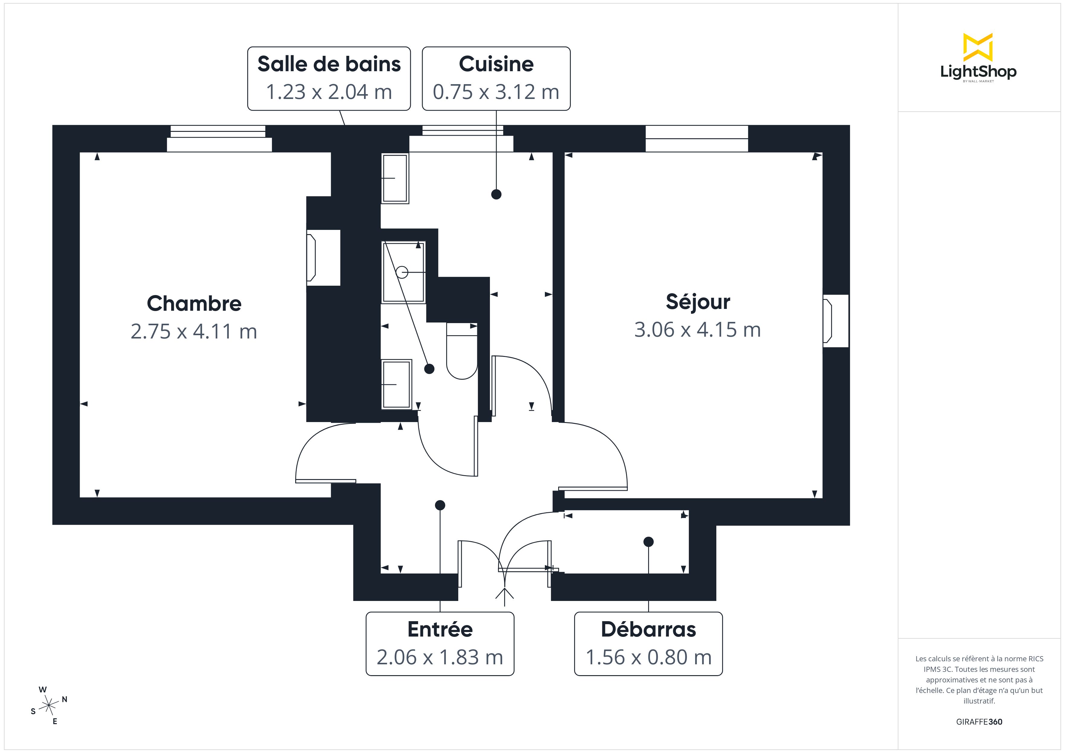Plan 2D - Appartement 37.0 Paris