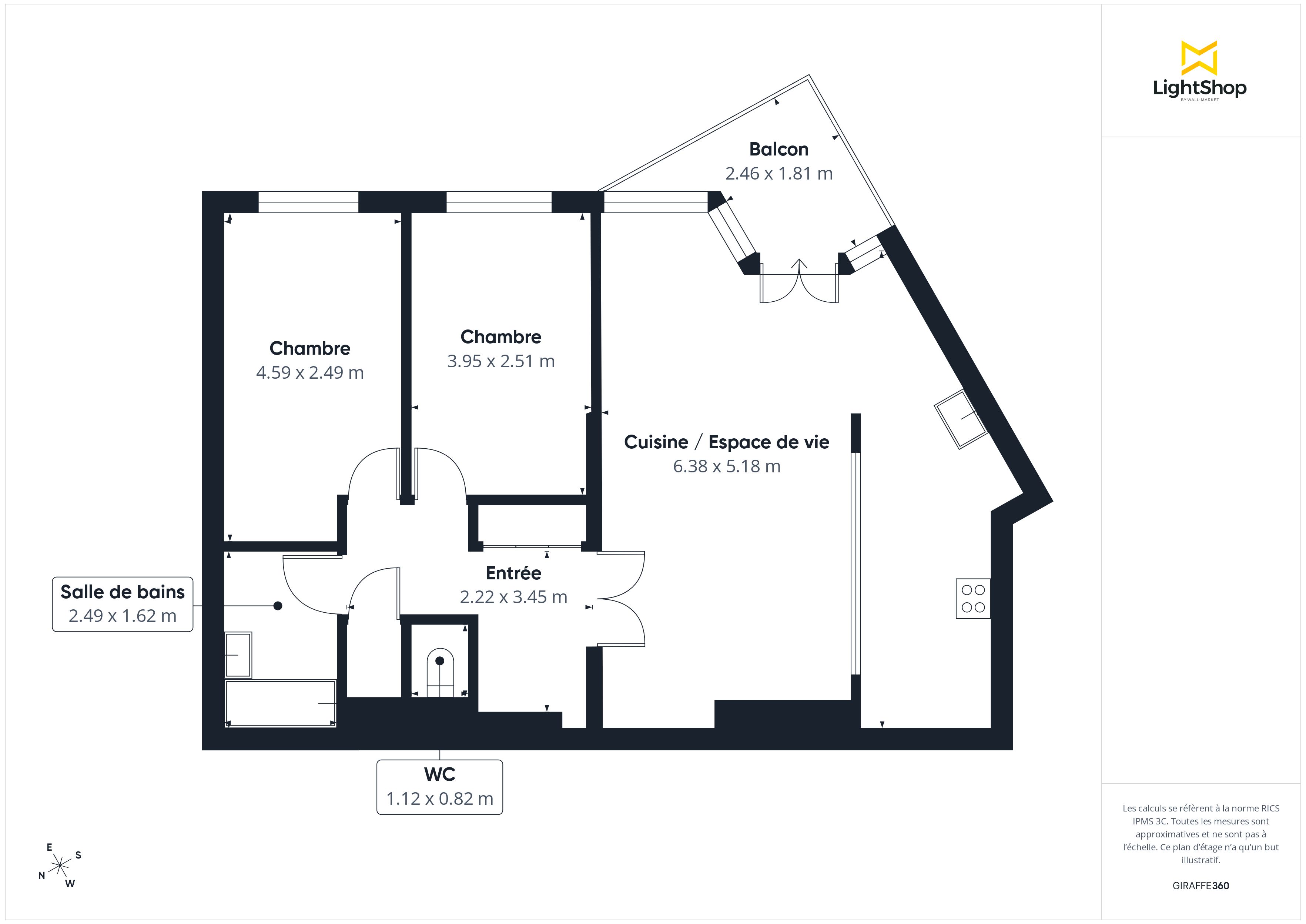 Plan 2D - Appartement 68.0 Arcueil