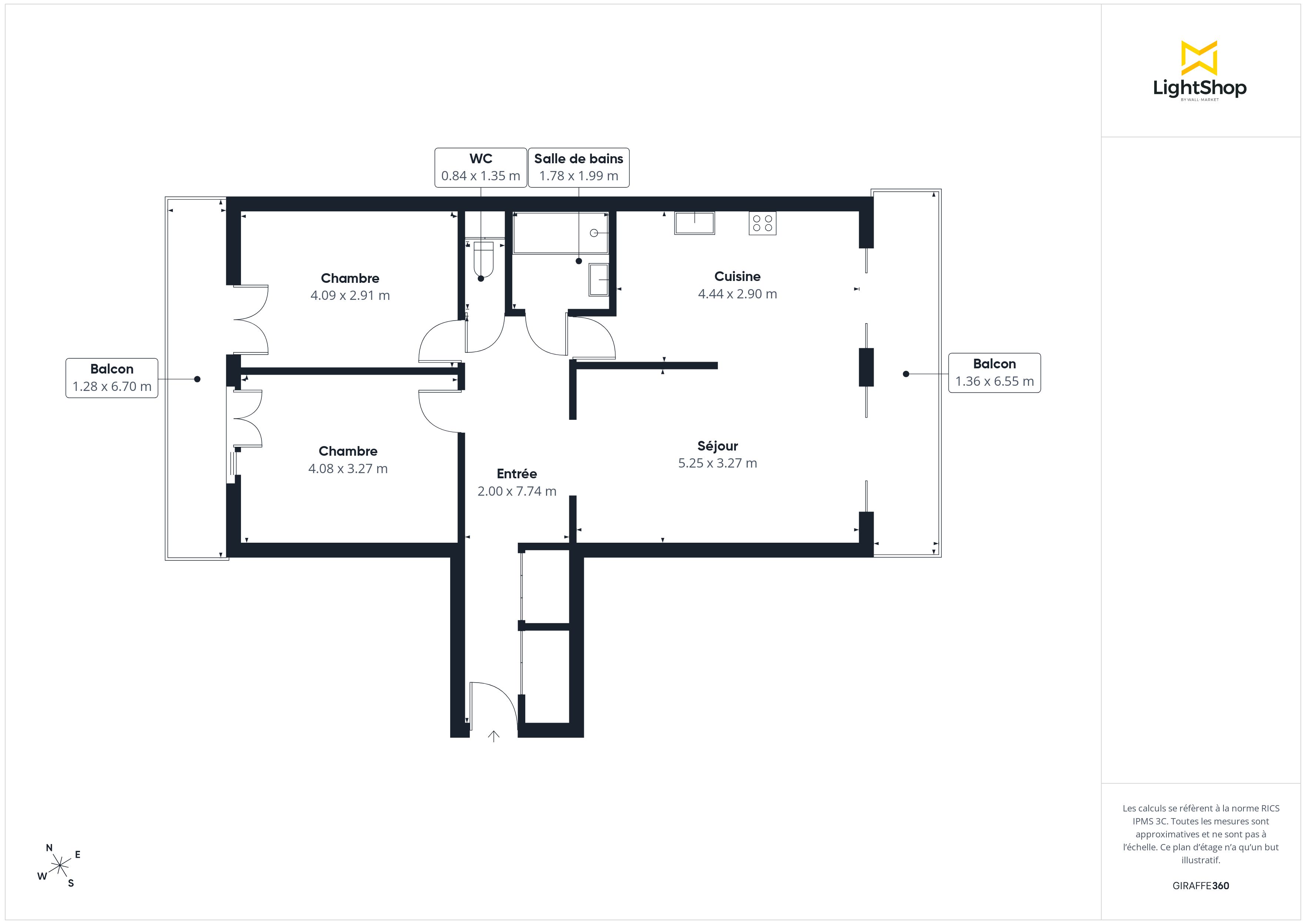 Plan 2D - Appartement 77.0 Tassin-la-Demi-Lune
