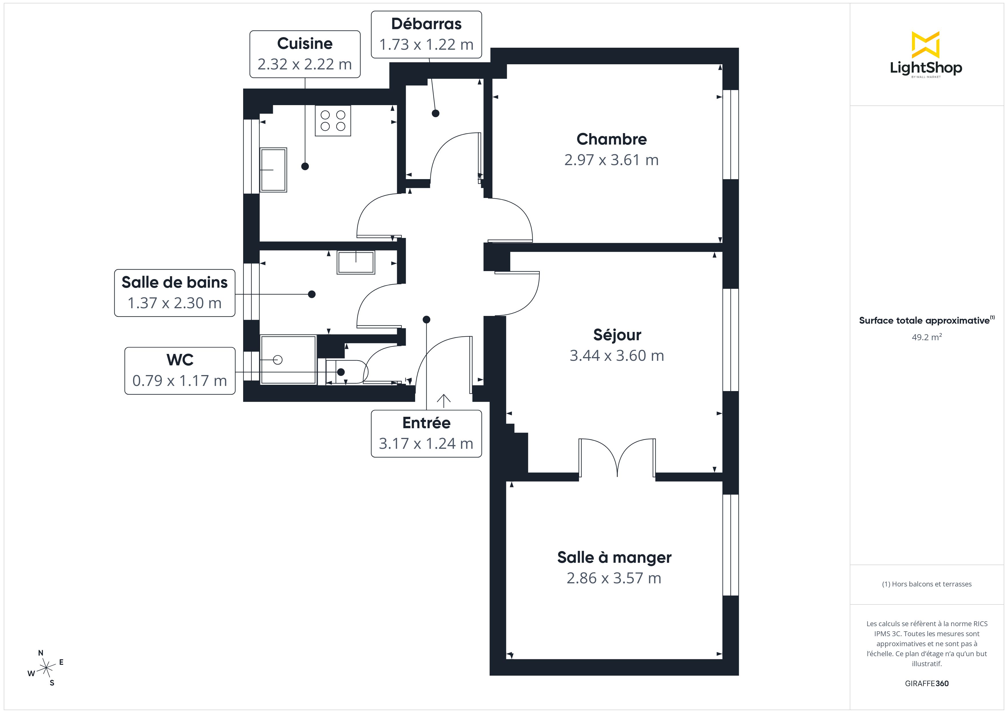 Plan 2D - Appartement 52.0 Meudon