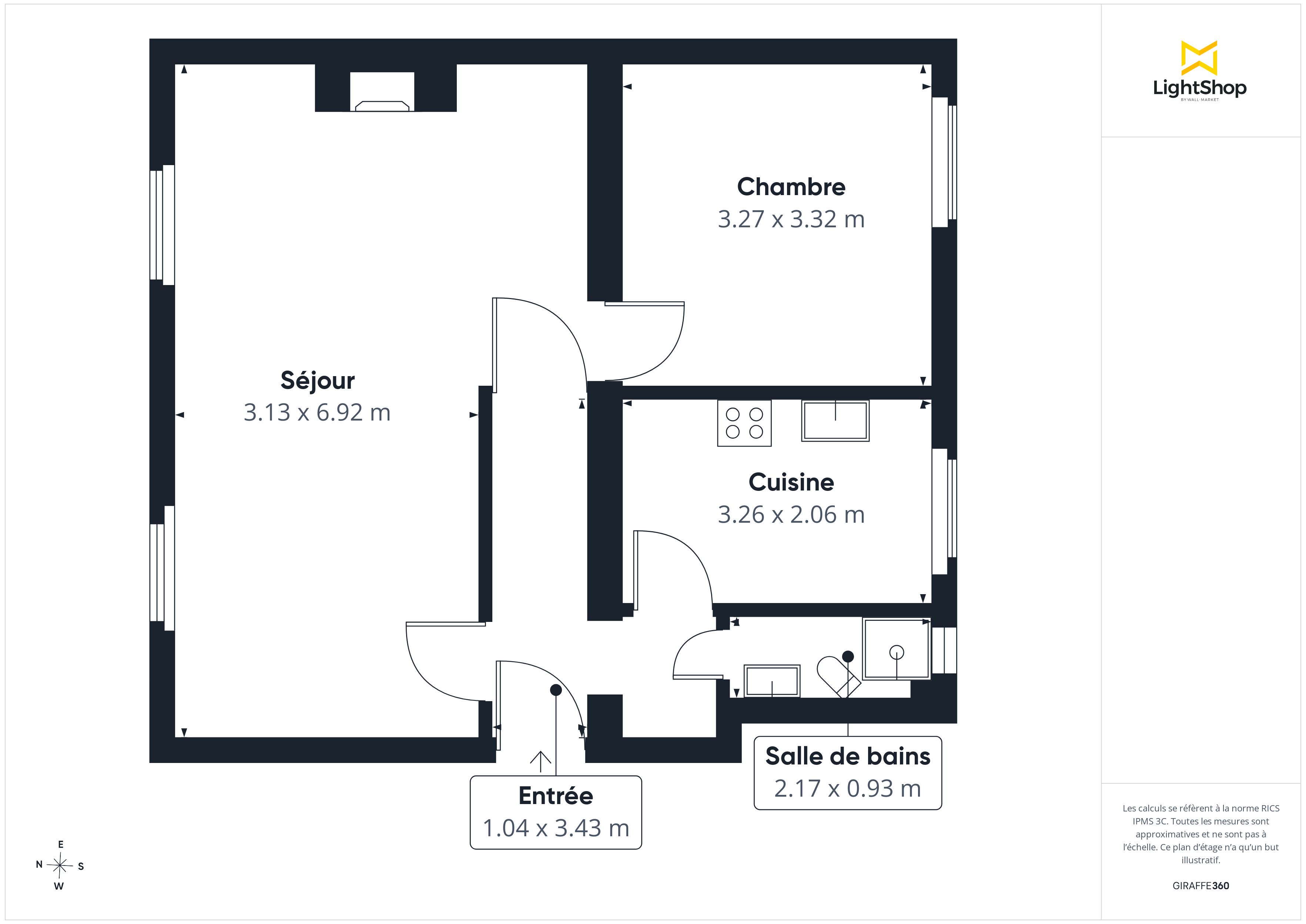 Plan 2D - Appartement 50.81 Paris