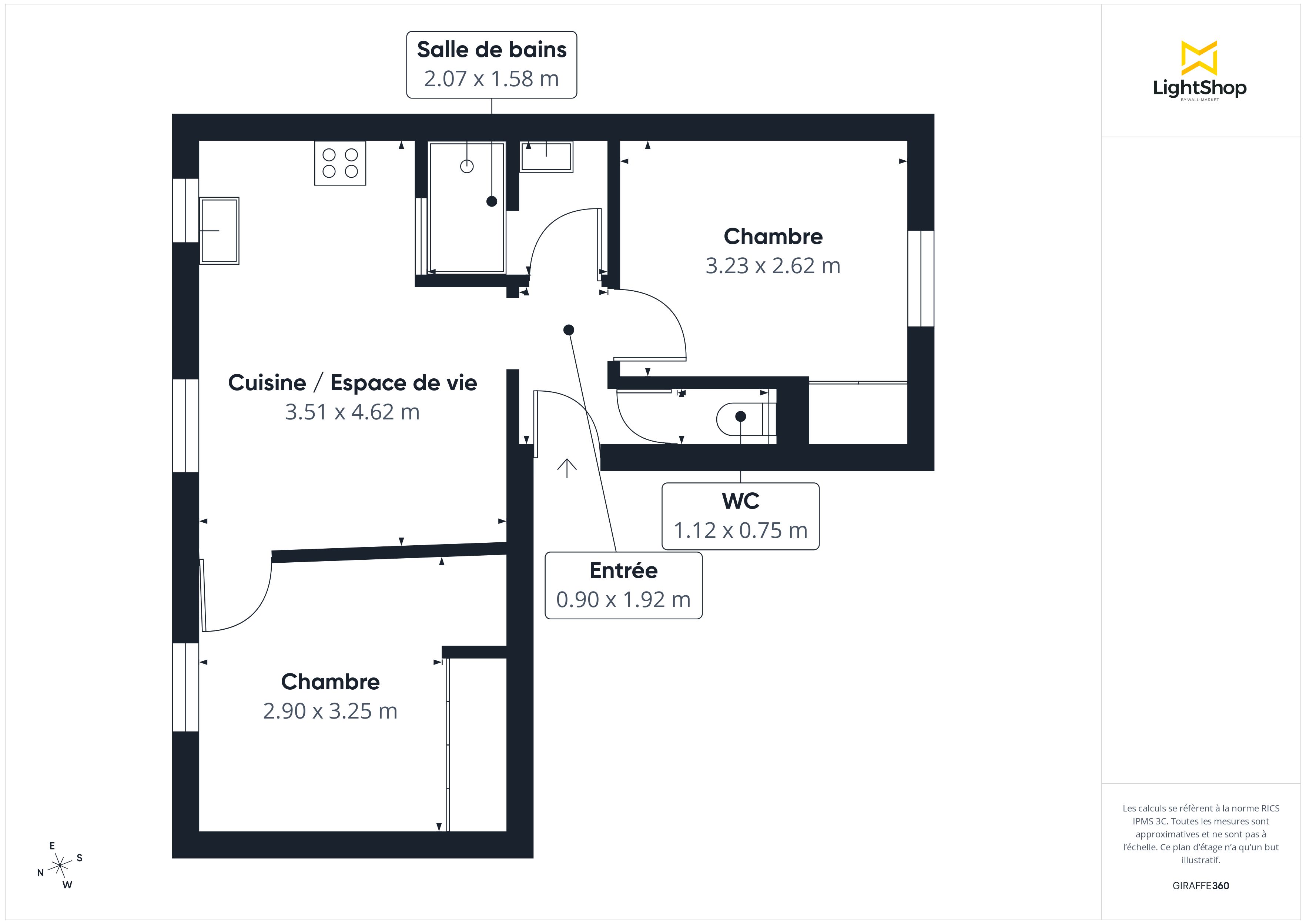 Plan 2D - Appartement 41.2 Colombes