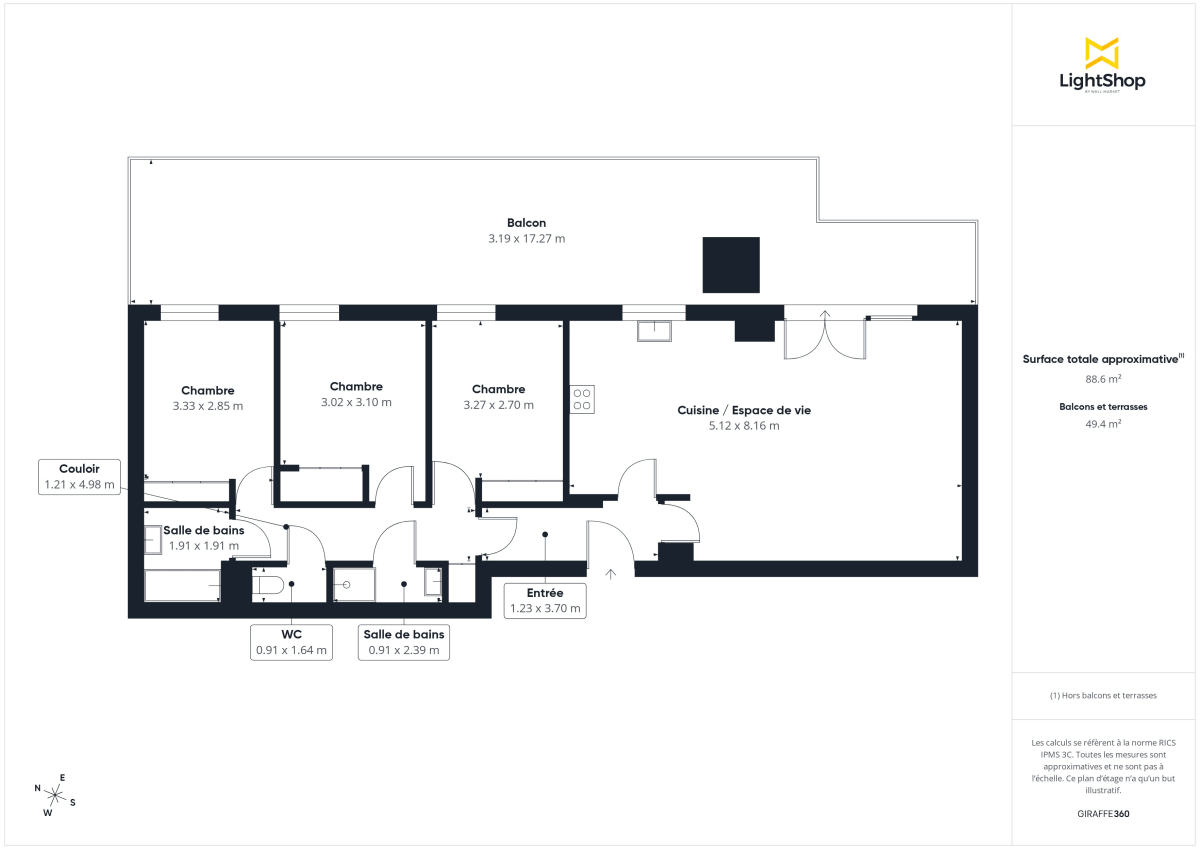 Appartement de 88.0 m² à Bordeaux