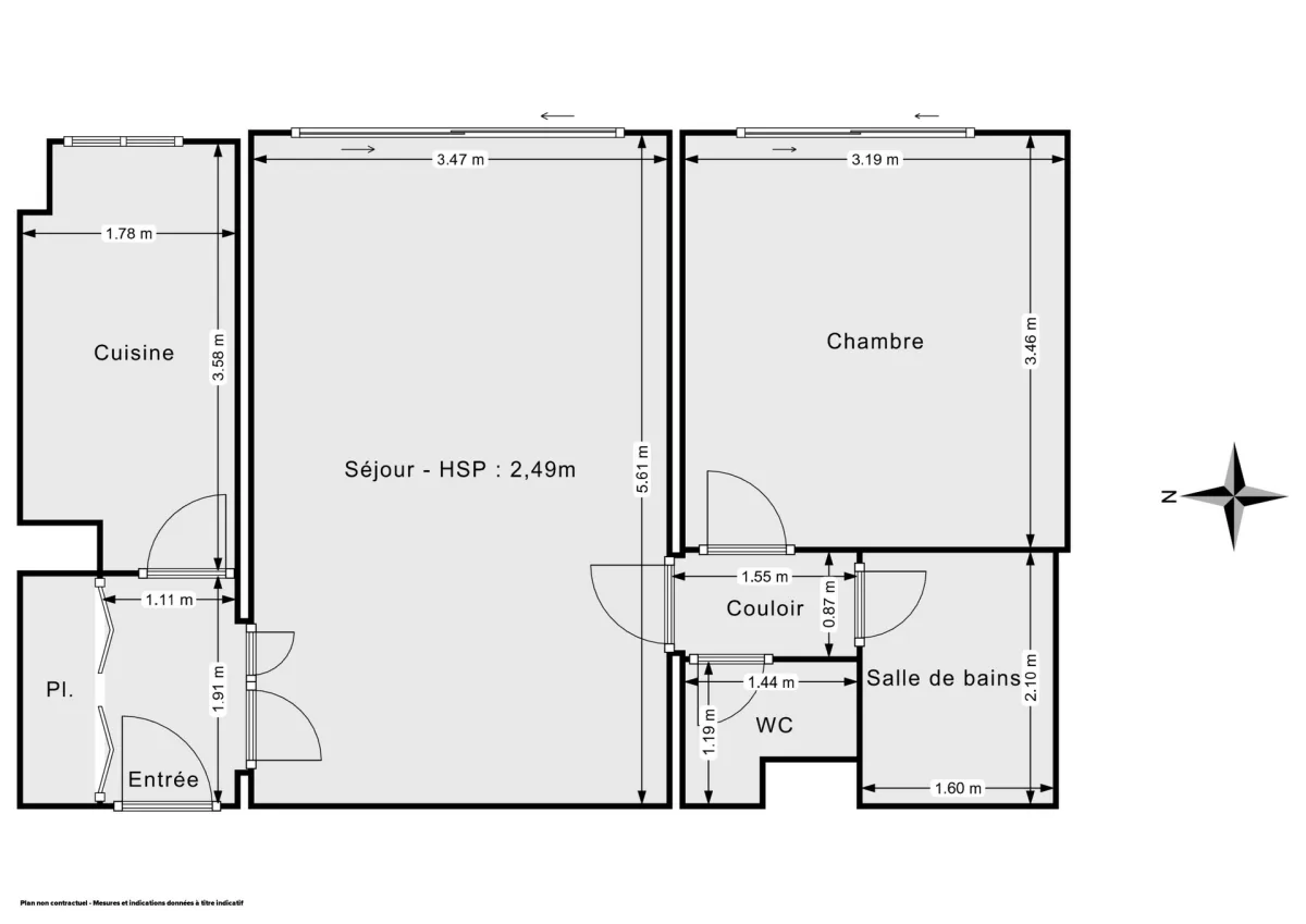 Appartement de 46.25 m² à Paris